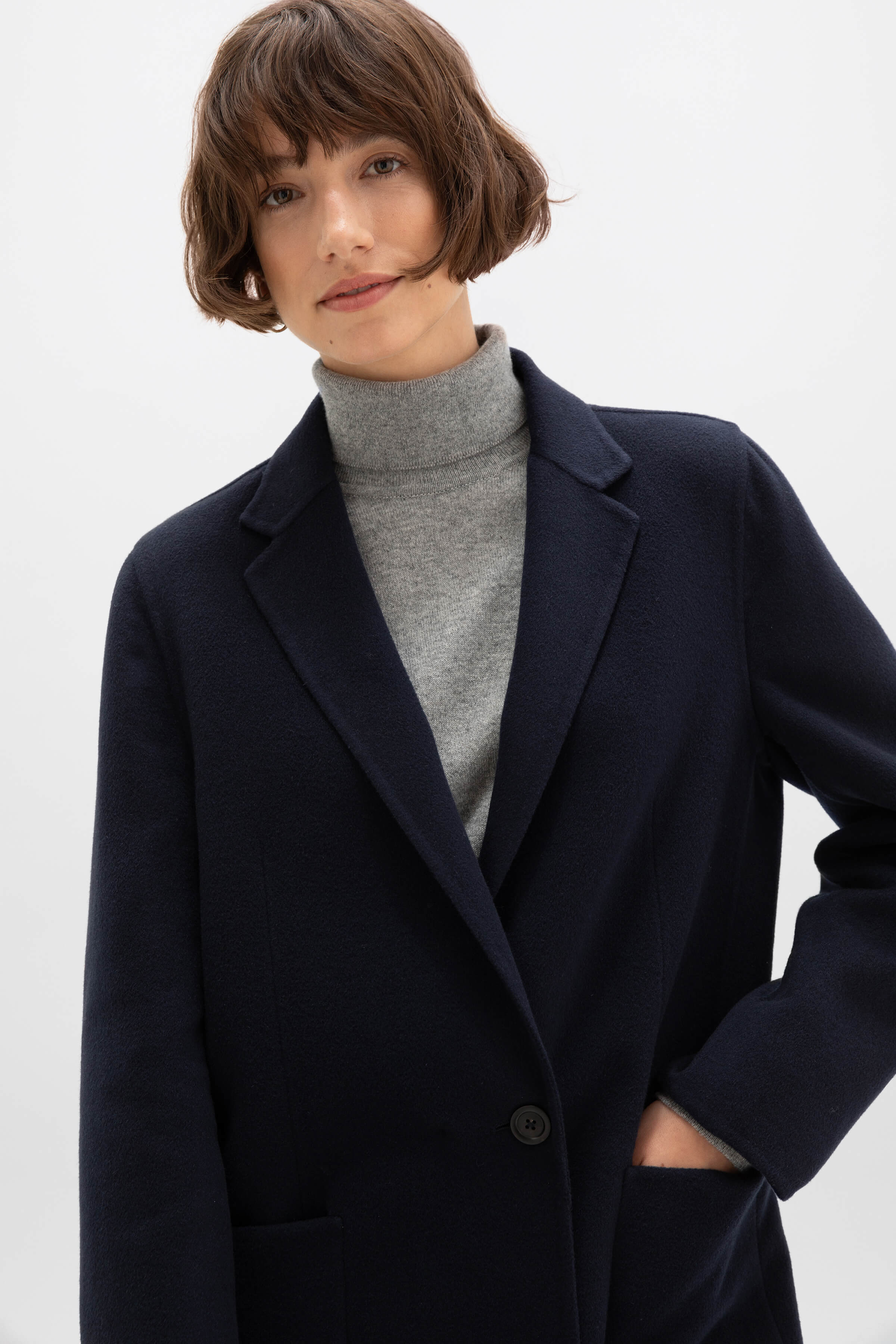 Classic Navy Cashmere Coat
