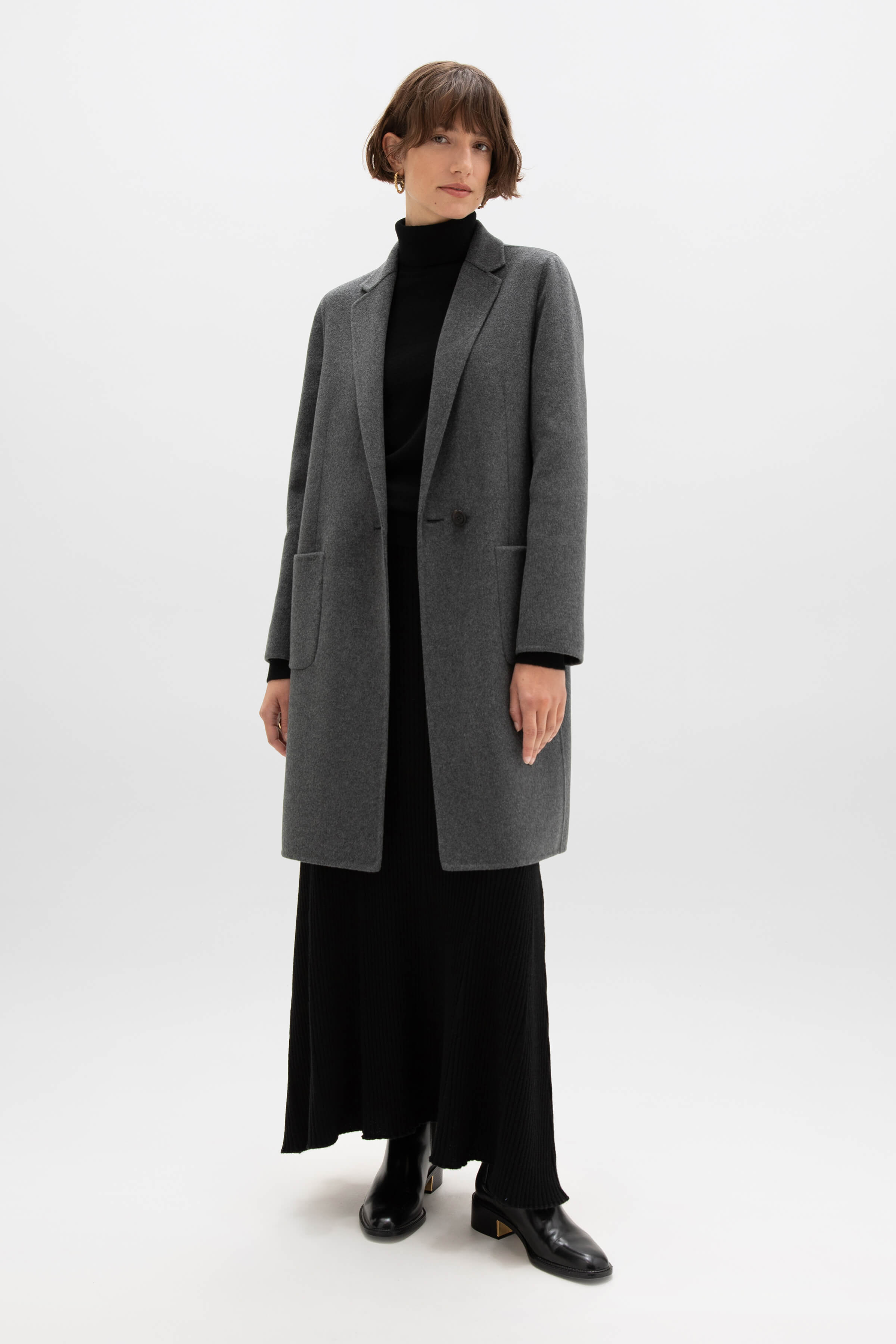 Classic Mid Grey Cashmere Coat