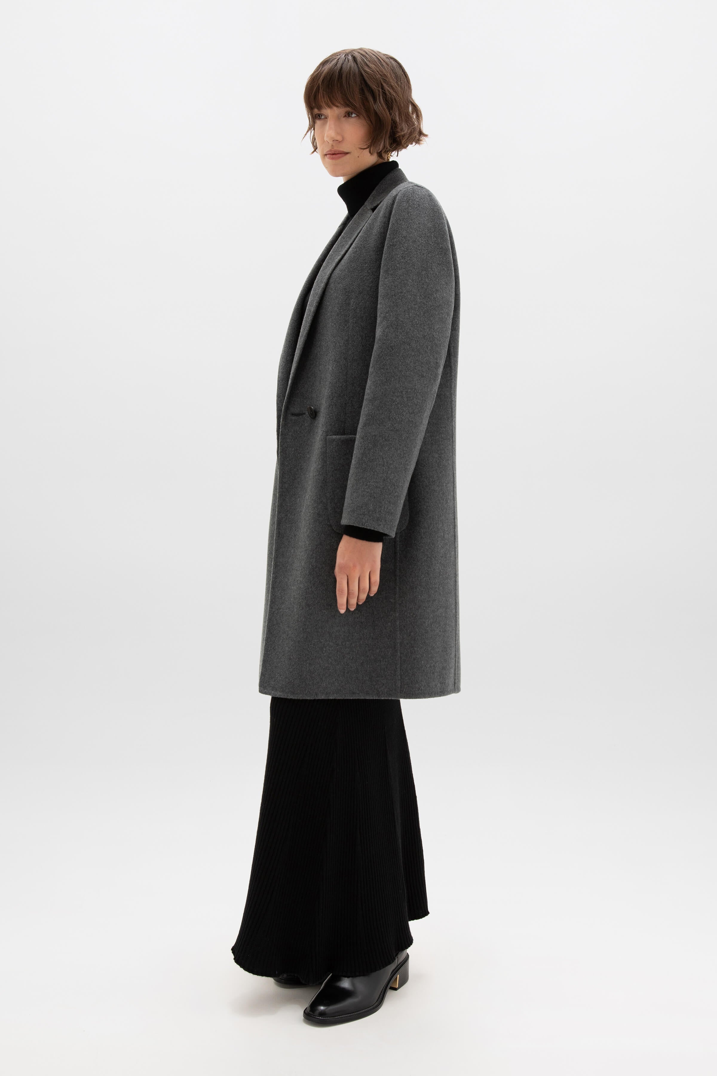 Classic Mid Grey Cashmere Coat