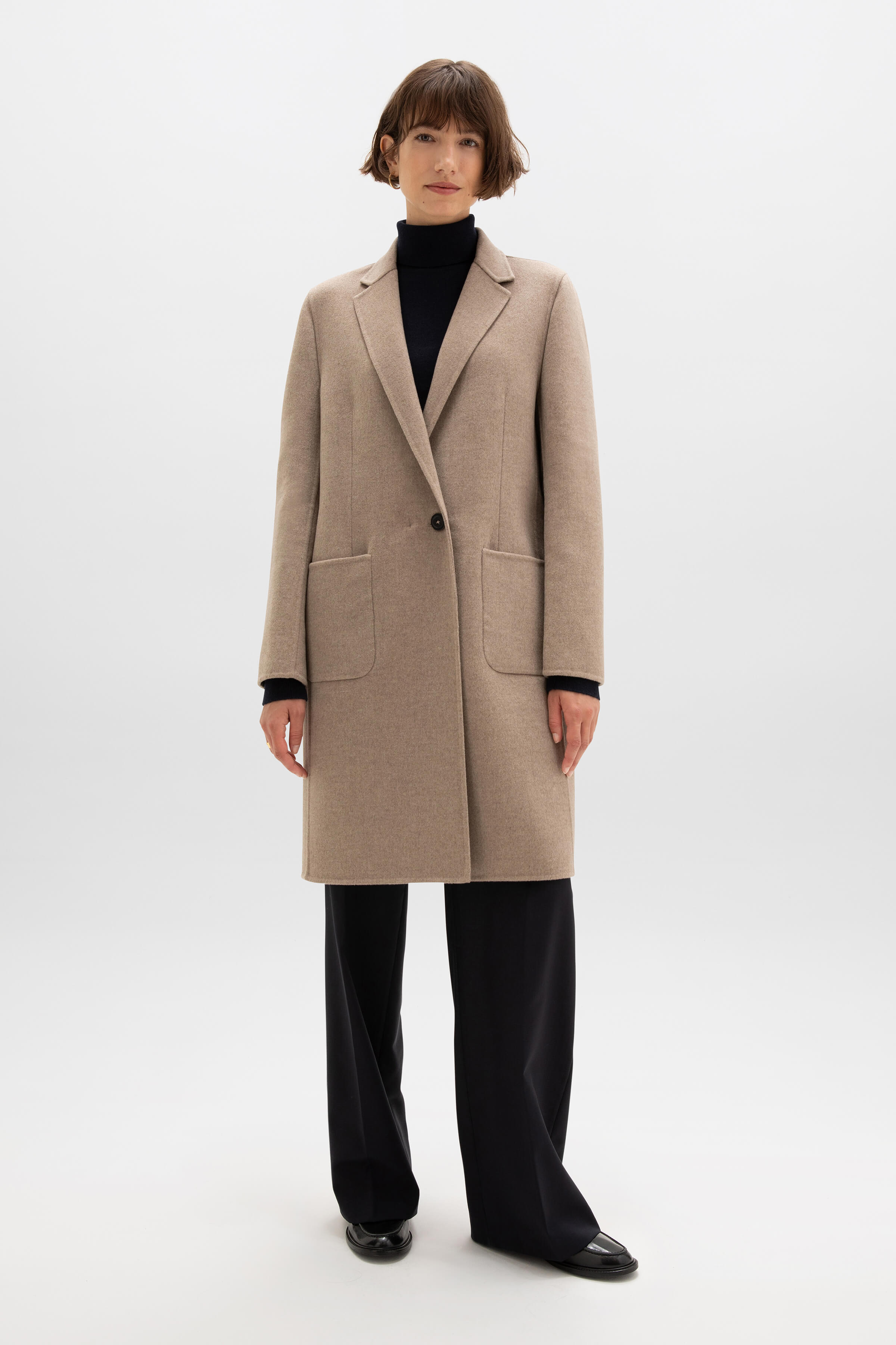 Classic Light Brown Cashmere Coat