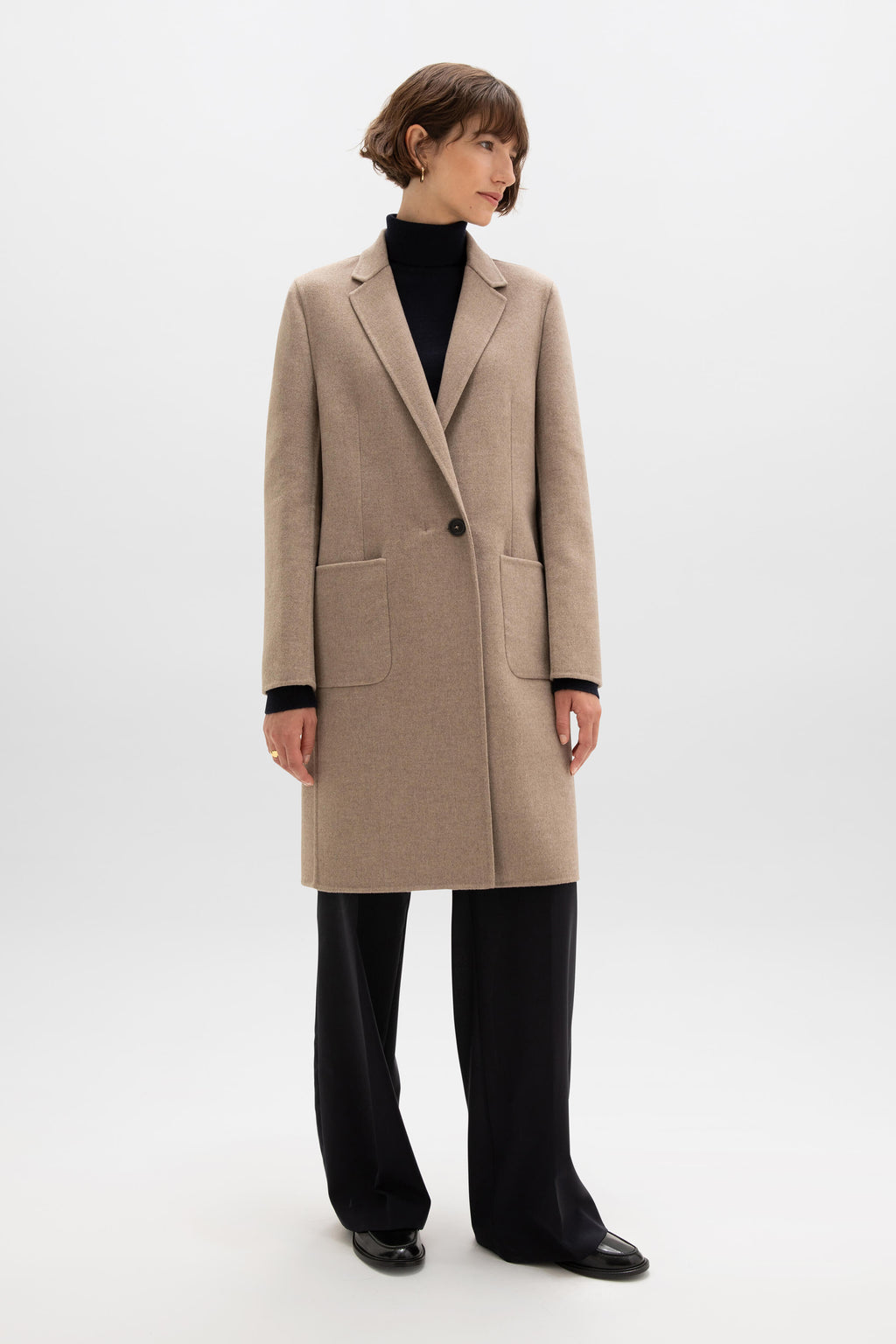 Classic Light Brown Cashmere Coat