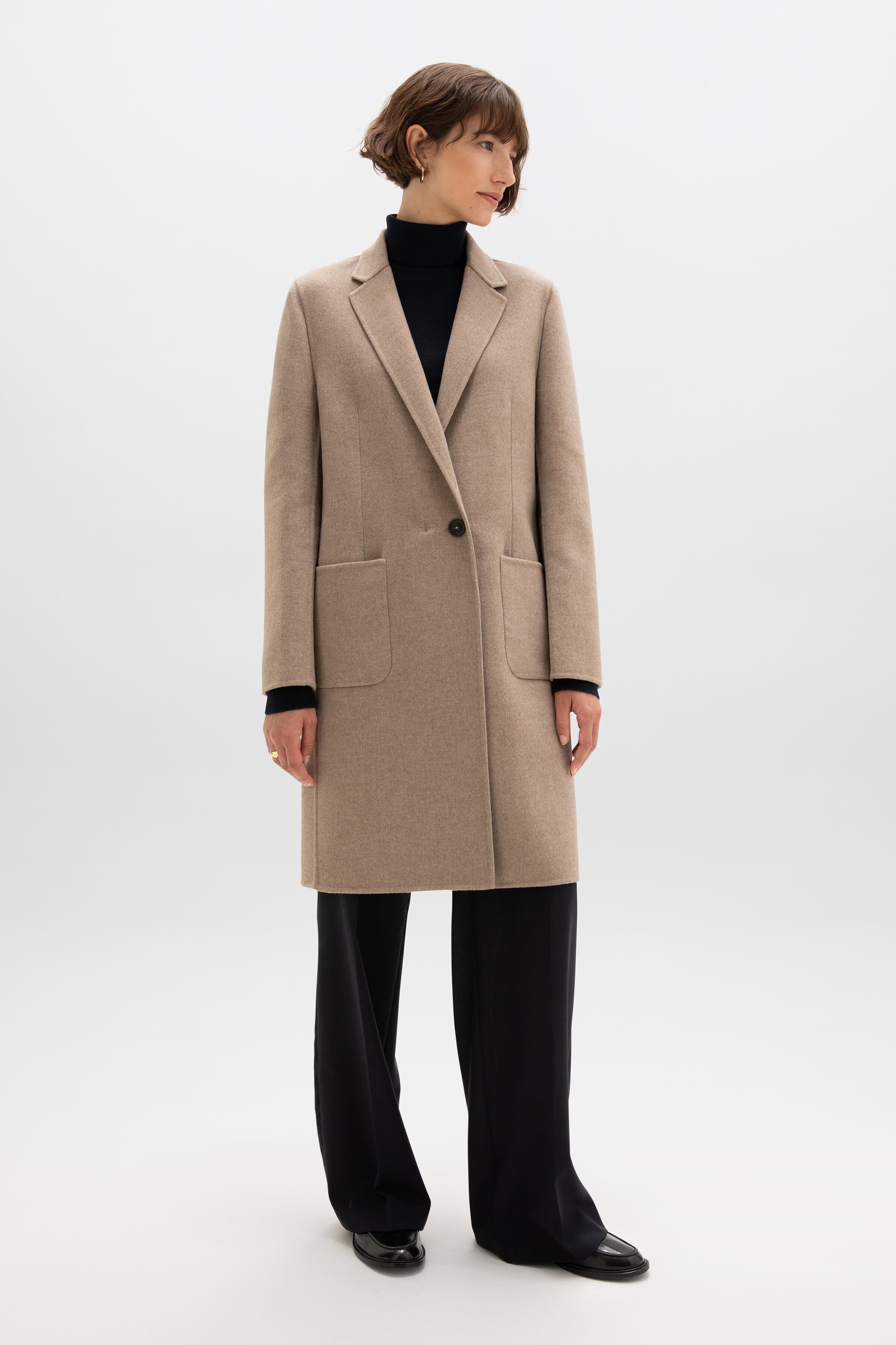 Classic Light Brown Cashmere Coat