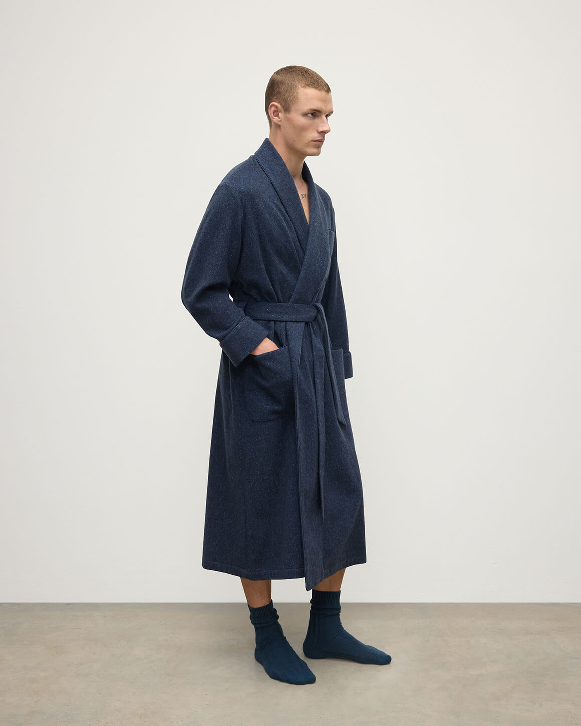 Donegal Cashmere Navy Dressing Gown