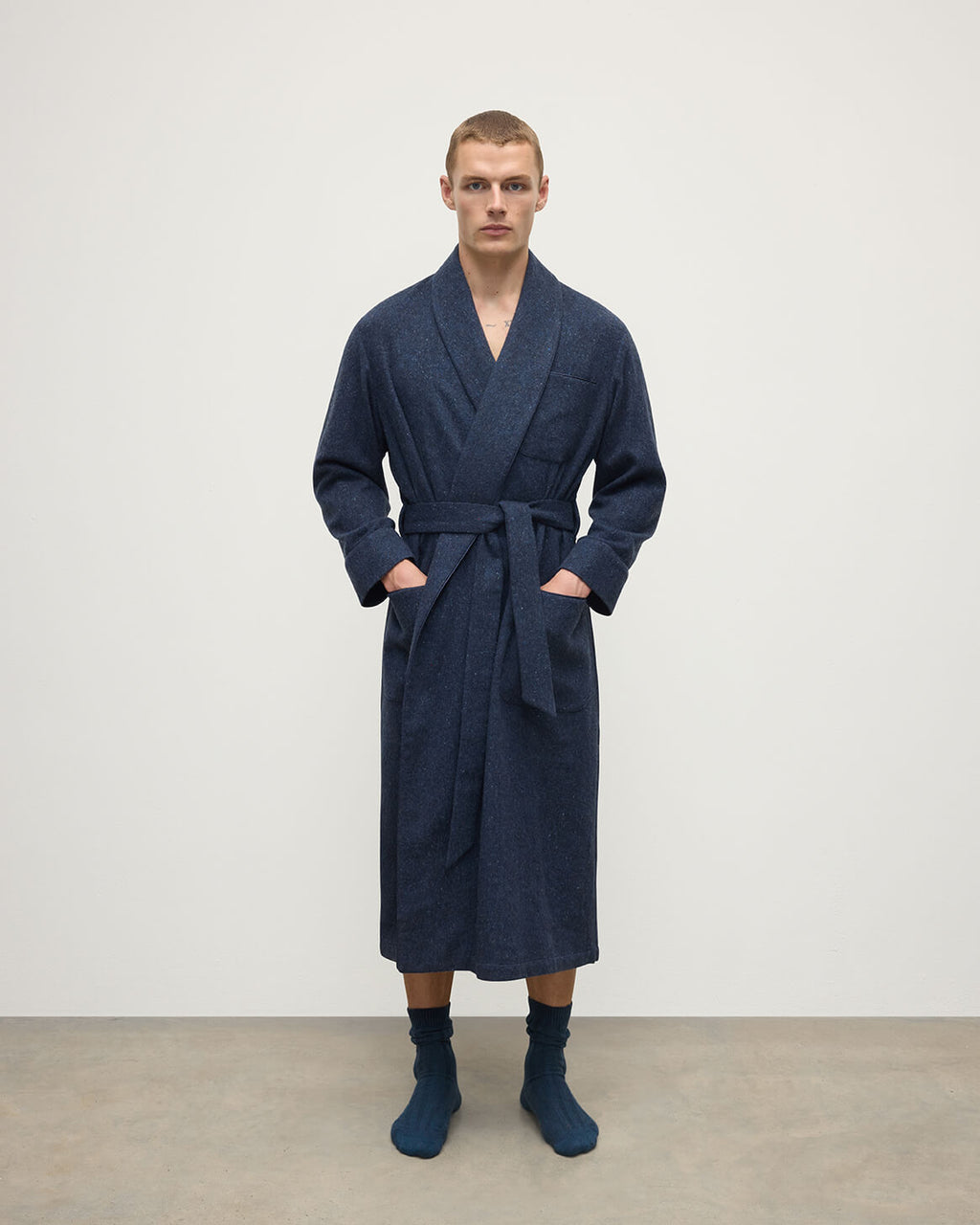 Donegal Cashmere Navy Dressing Gown