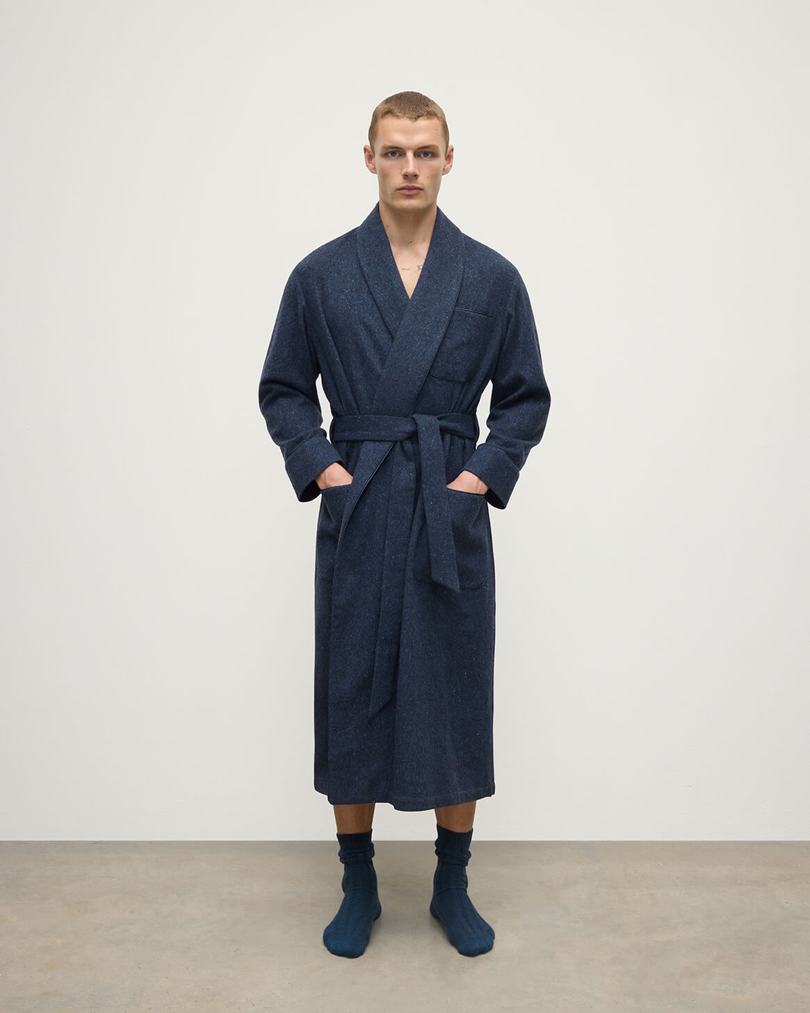 Donegal Cashmere Navy Dressing Gown