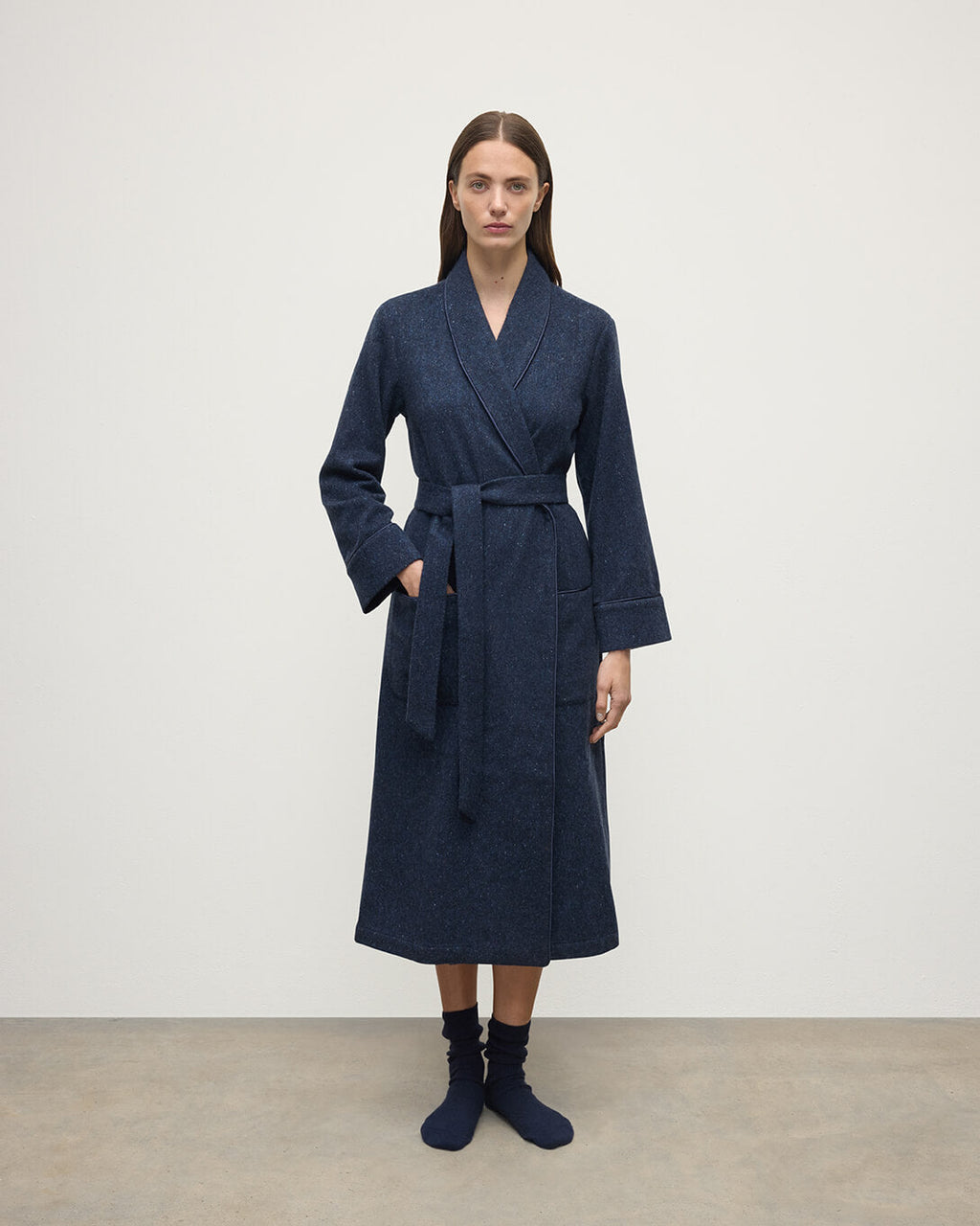 Donegal Cashmere Navy Dressing Gown