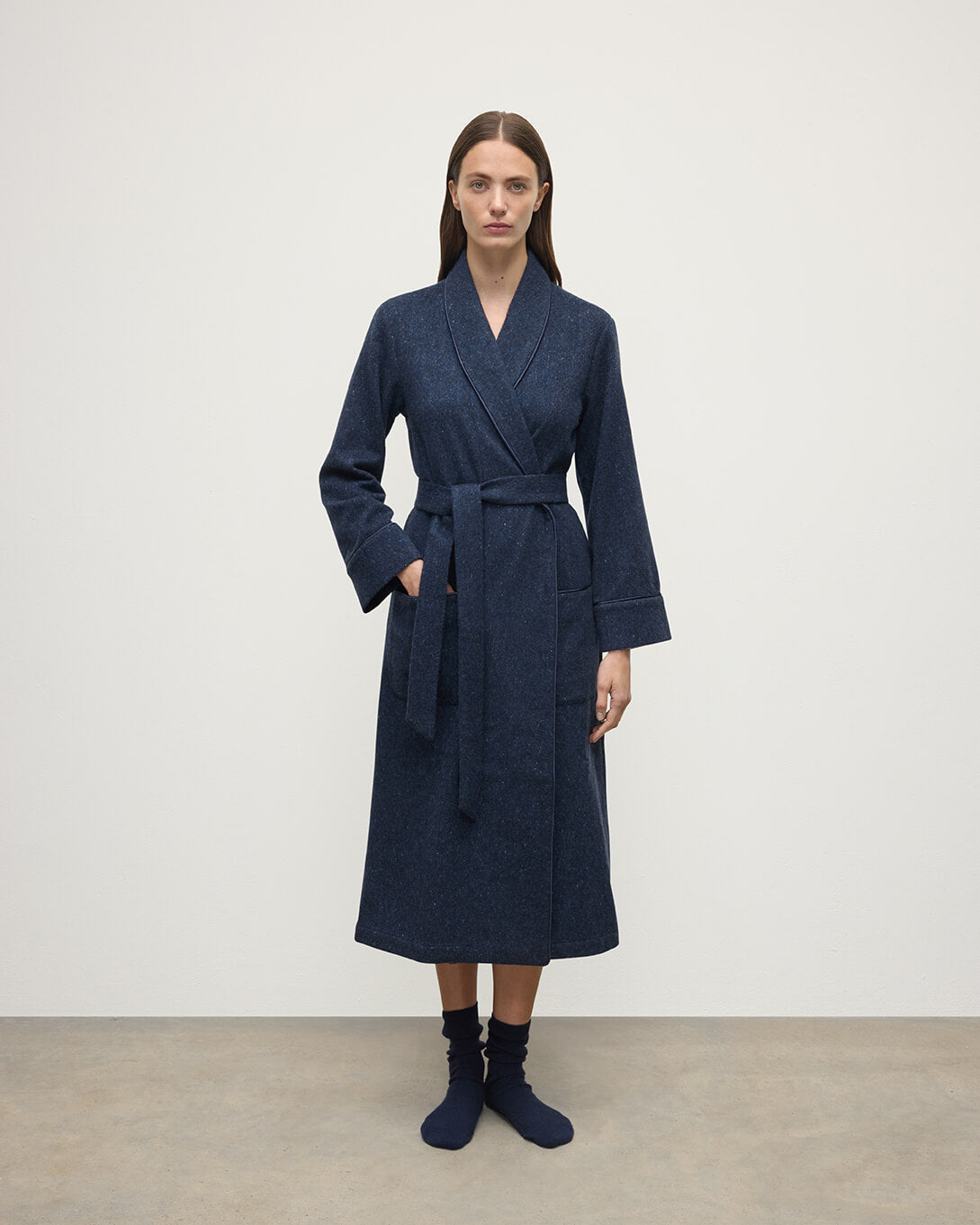 Donegal Cashmere Navy Dressing Gown