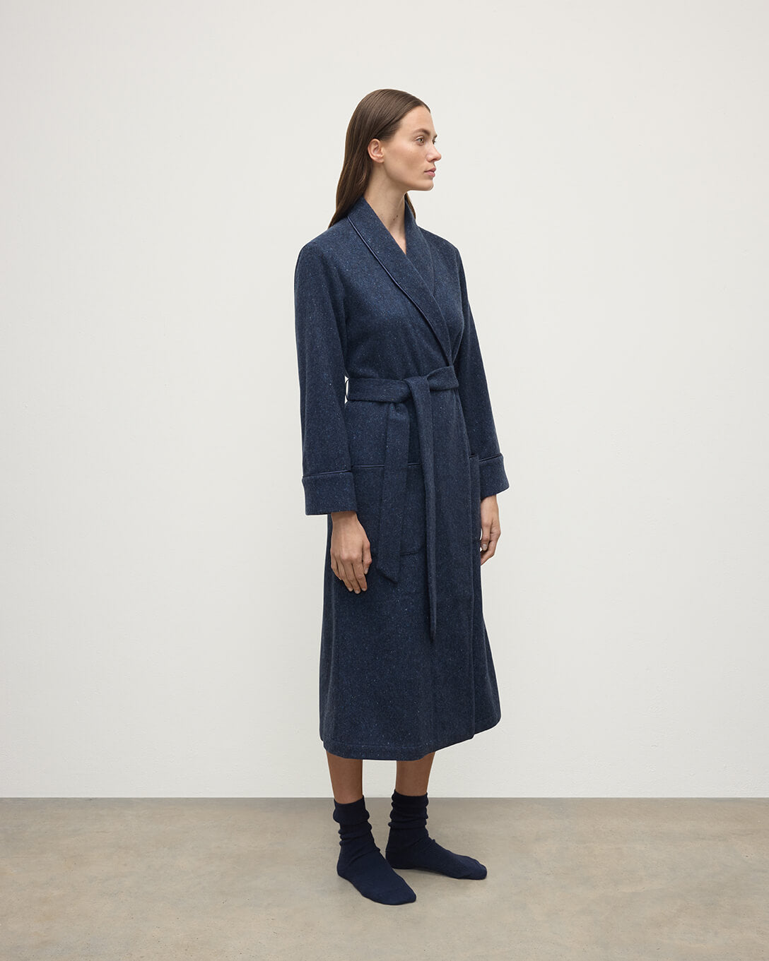 Donegal Cashmere Navy Dressing Gown