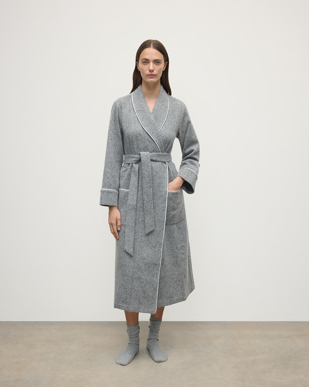 Donegal Cashmere Light Grey Dressing Gown