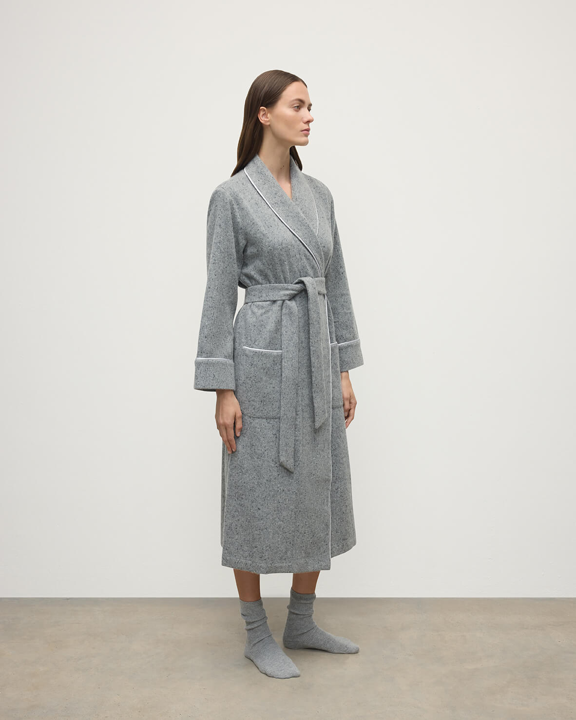 Donegal Cashmere Light Grey Dressing Gown