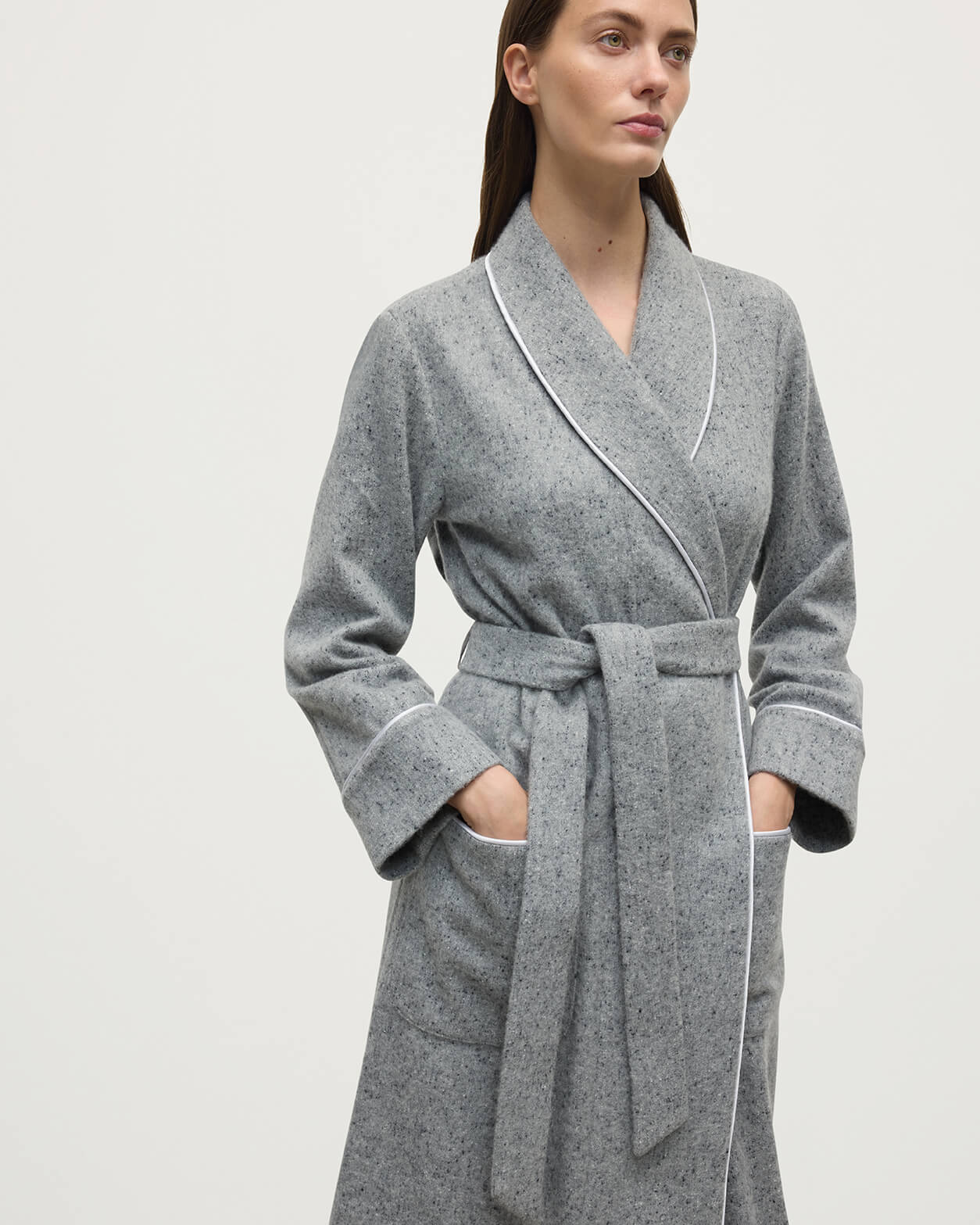 Donegal Cashmere Light Grey Dressing Gown