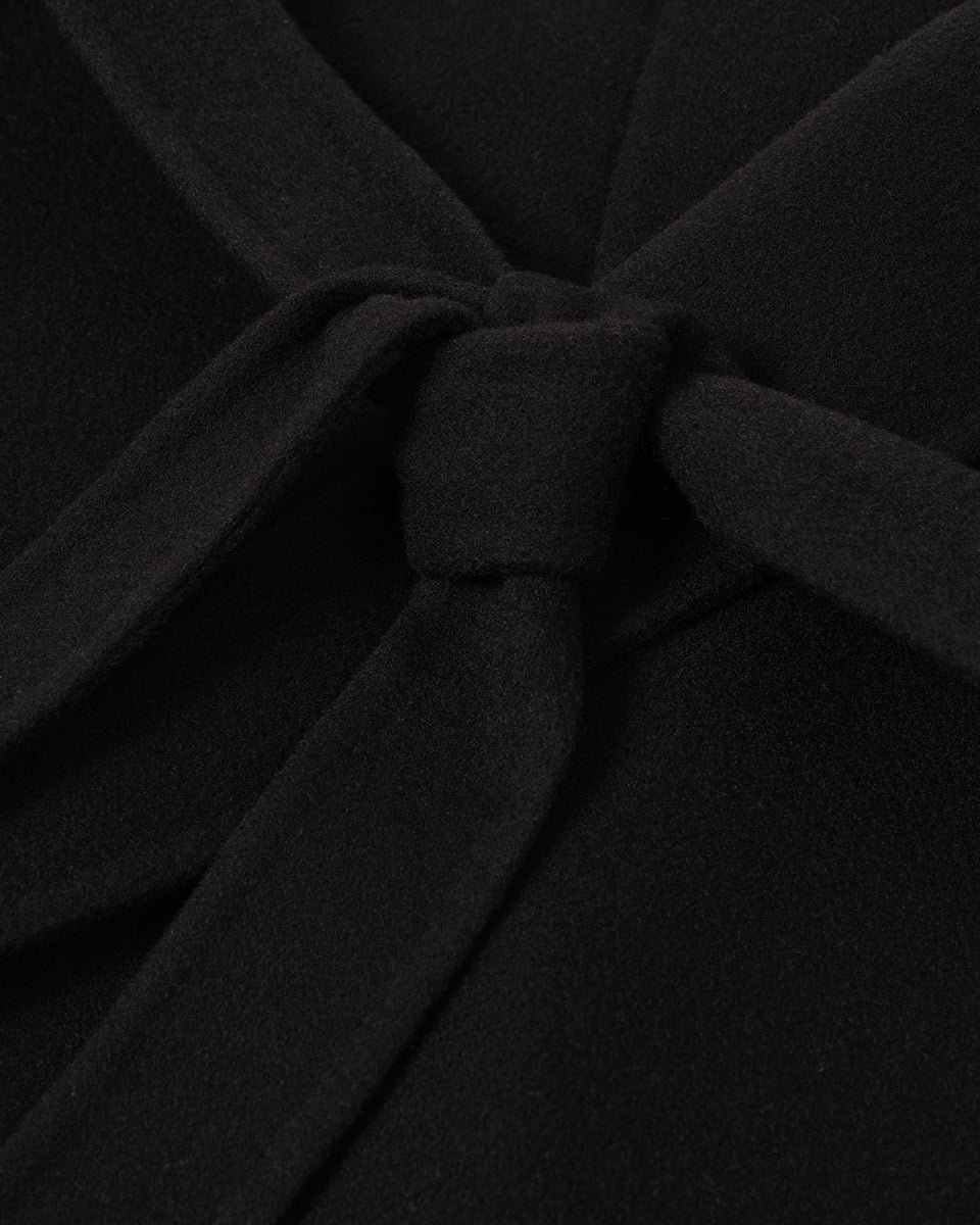 Black Cashmere Wrap Coat