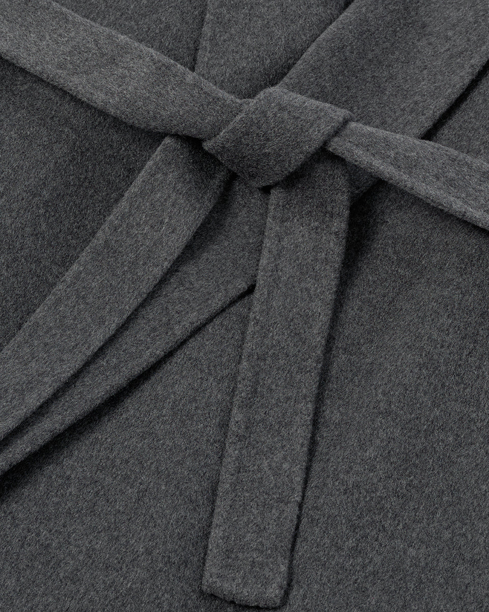 Mid Grey Cashmere Wrap Coat
