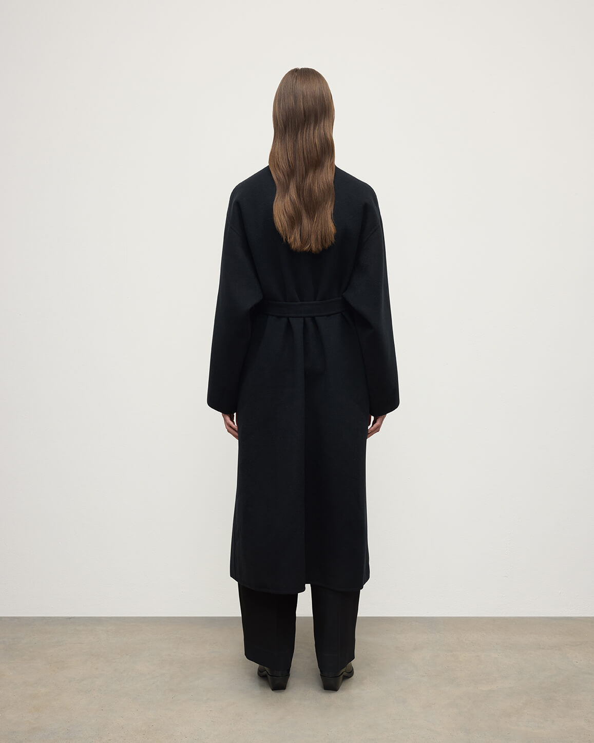 Black Cashmere Wrap Coat