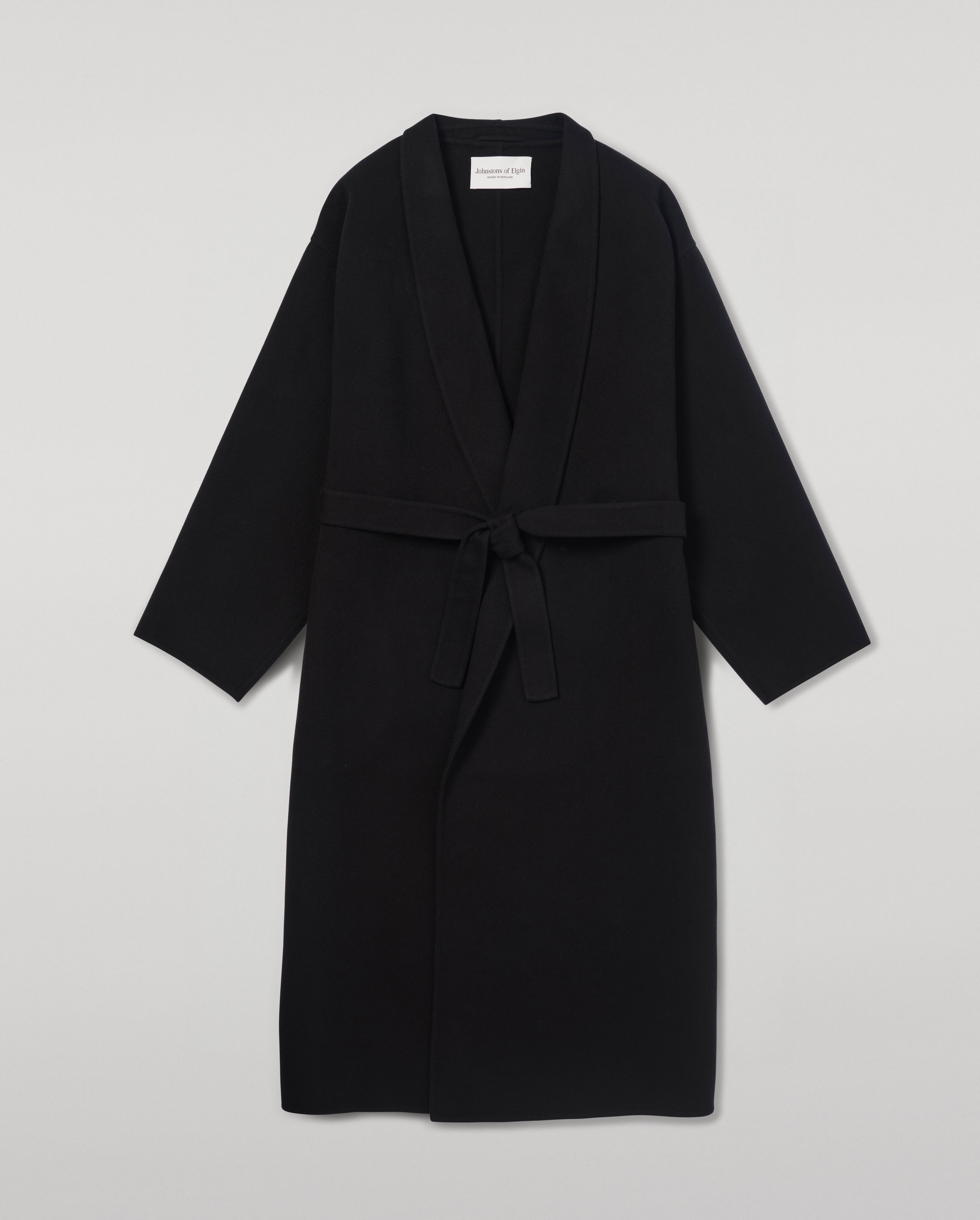 Black Cashmere Wrap Coat