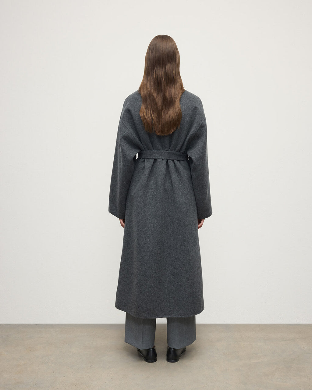 Mid Grey Cashmere Wrap Coat