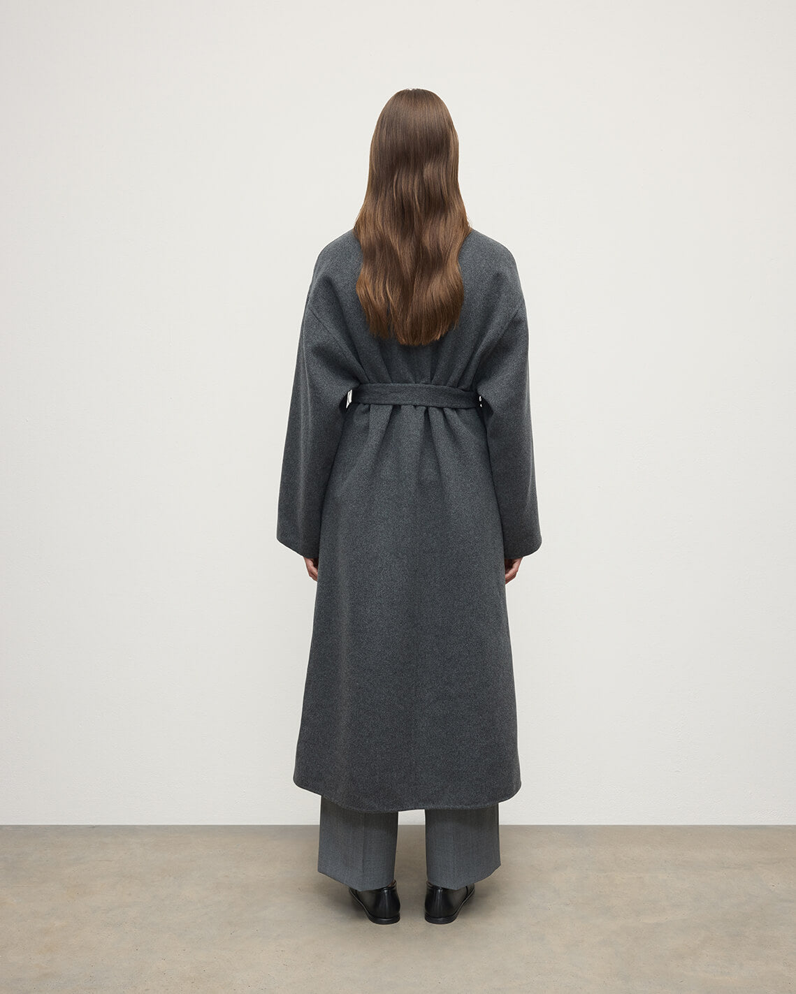 Mid Grey Cashmere Wrap Coat