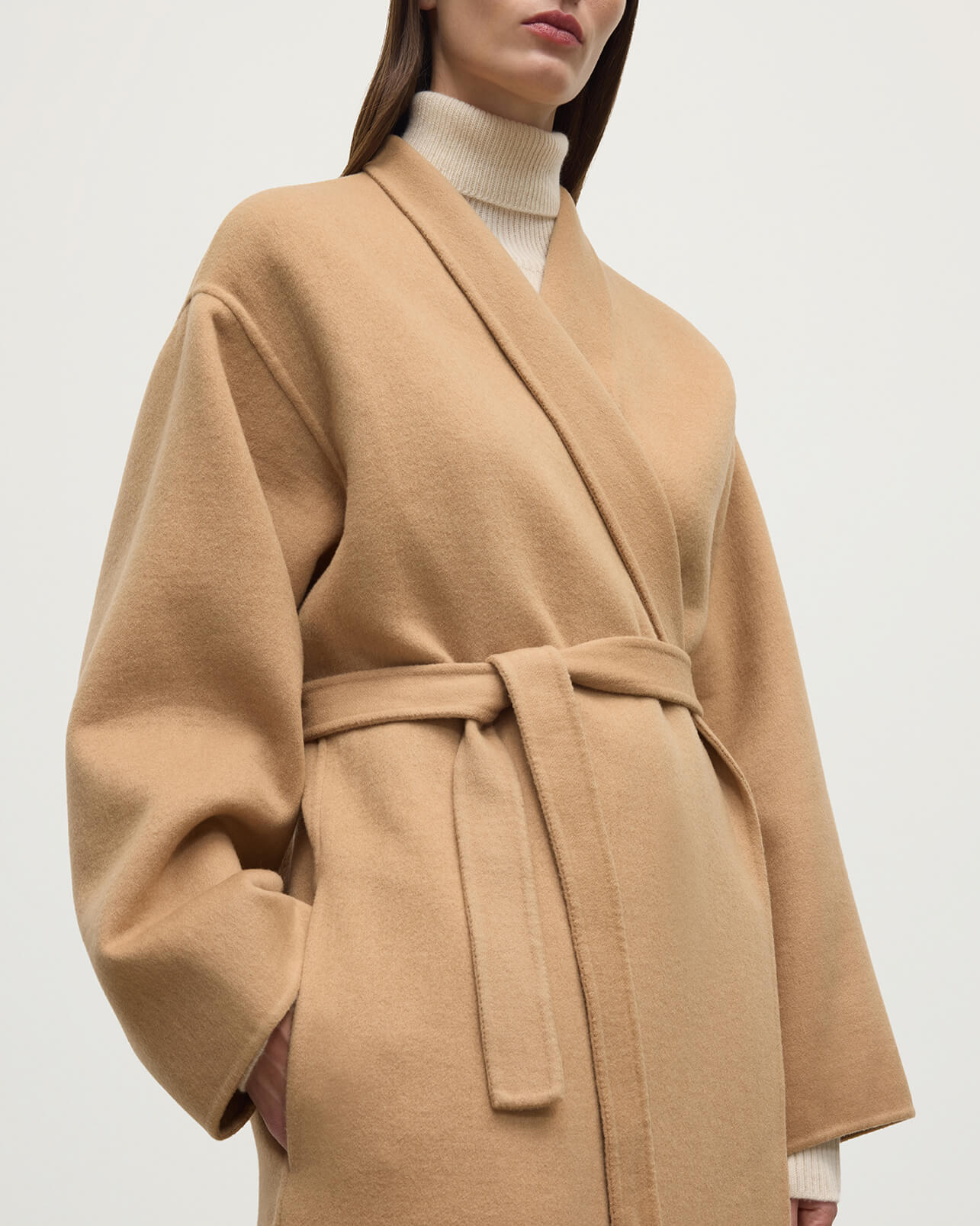 Camel Cashmere Wrap Coat
