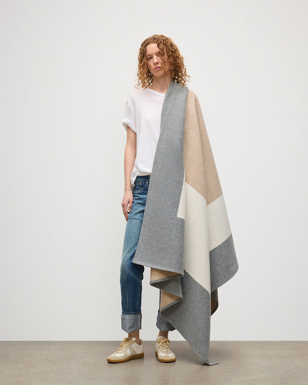 Art Geometric Grey & Natural Cashmere Throw