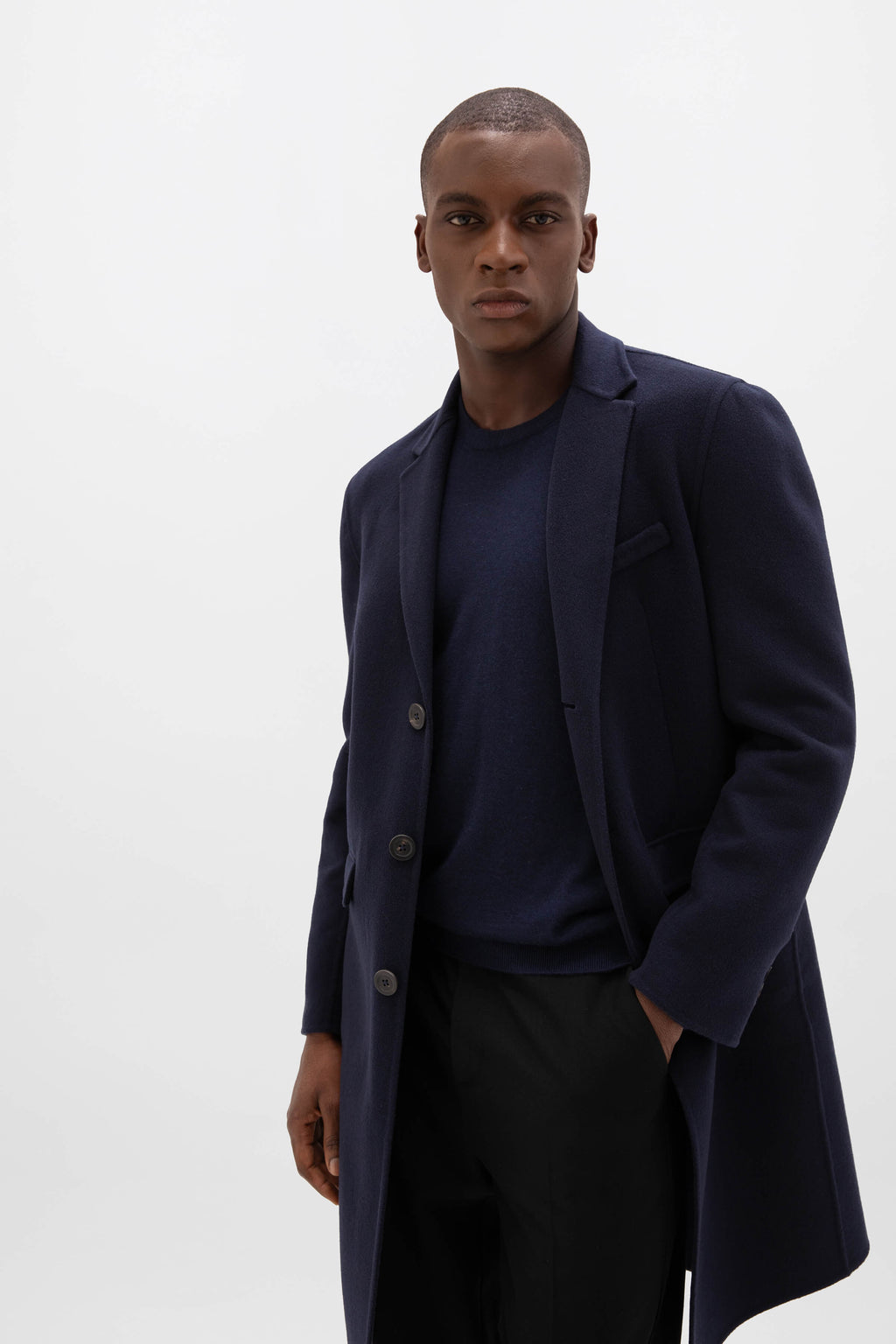 Classic Navy Cashmere Coat