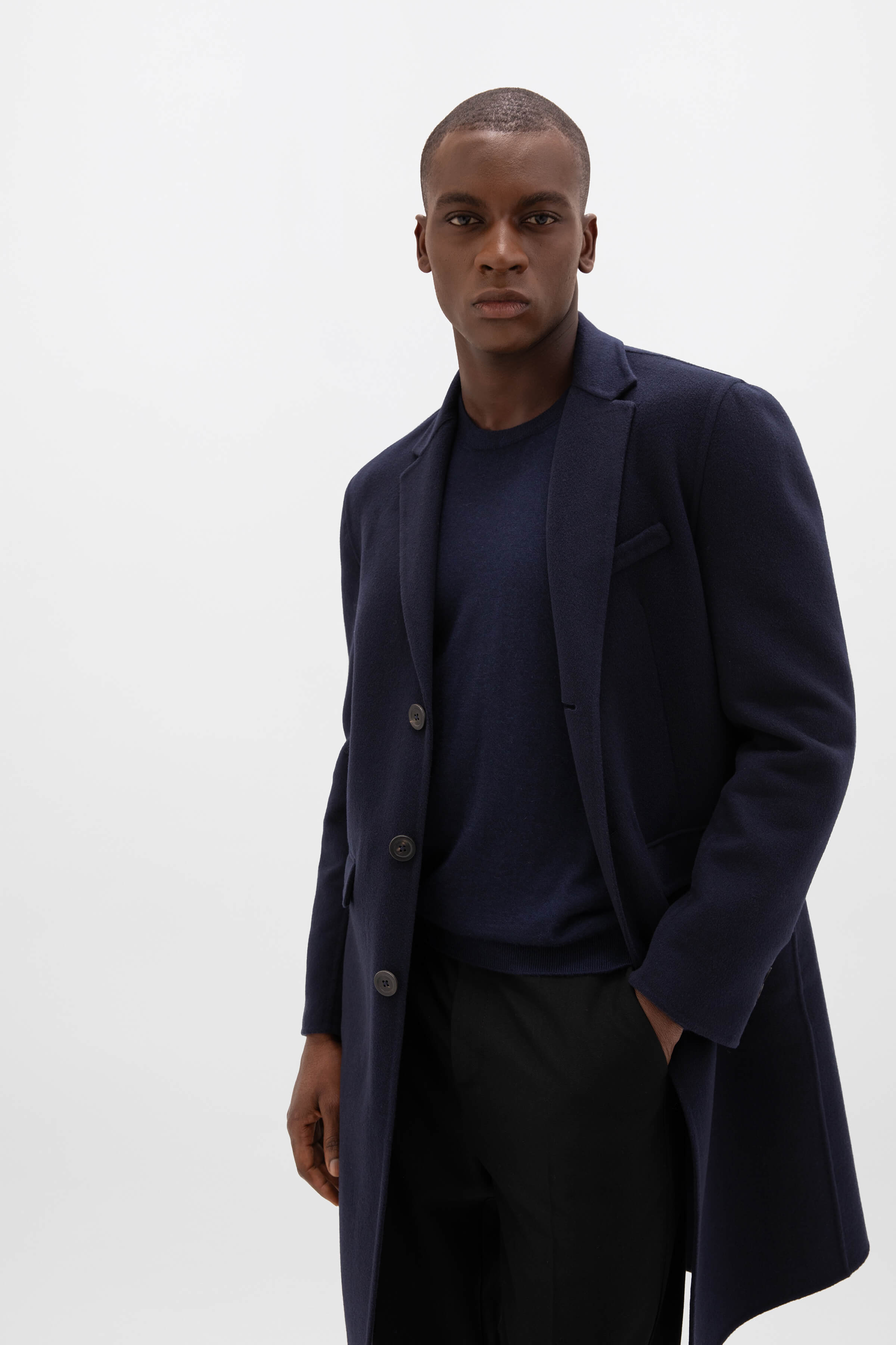 Classic Navy Cashmere Coat