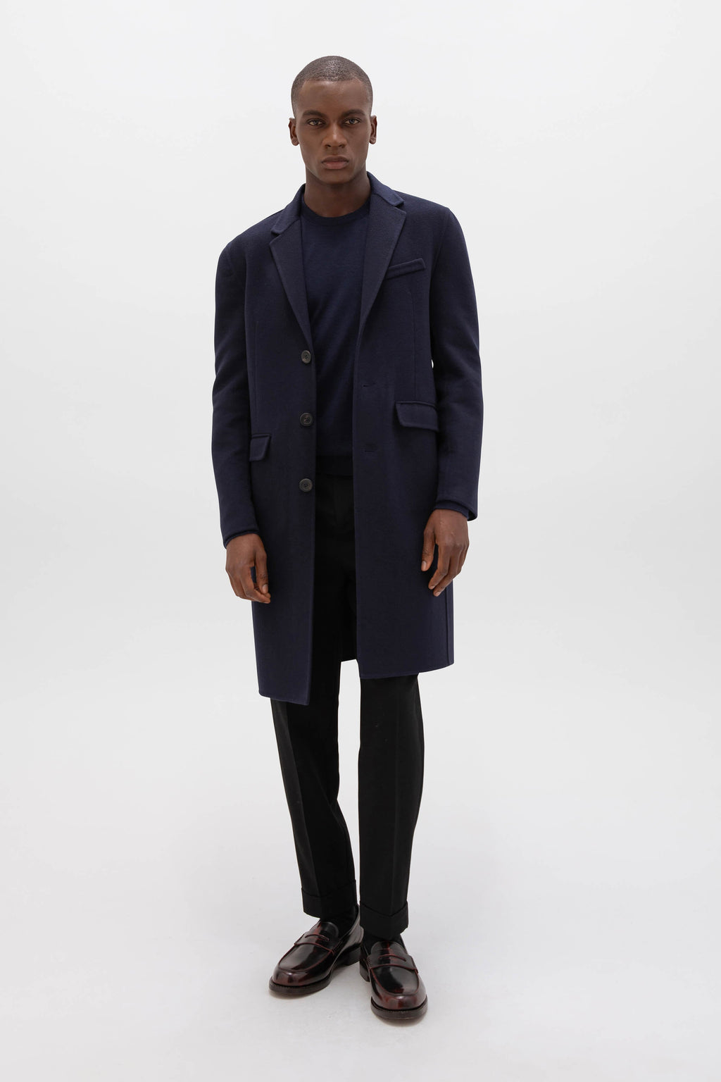 Classic Navy Cashmere Coat