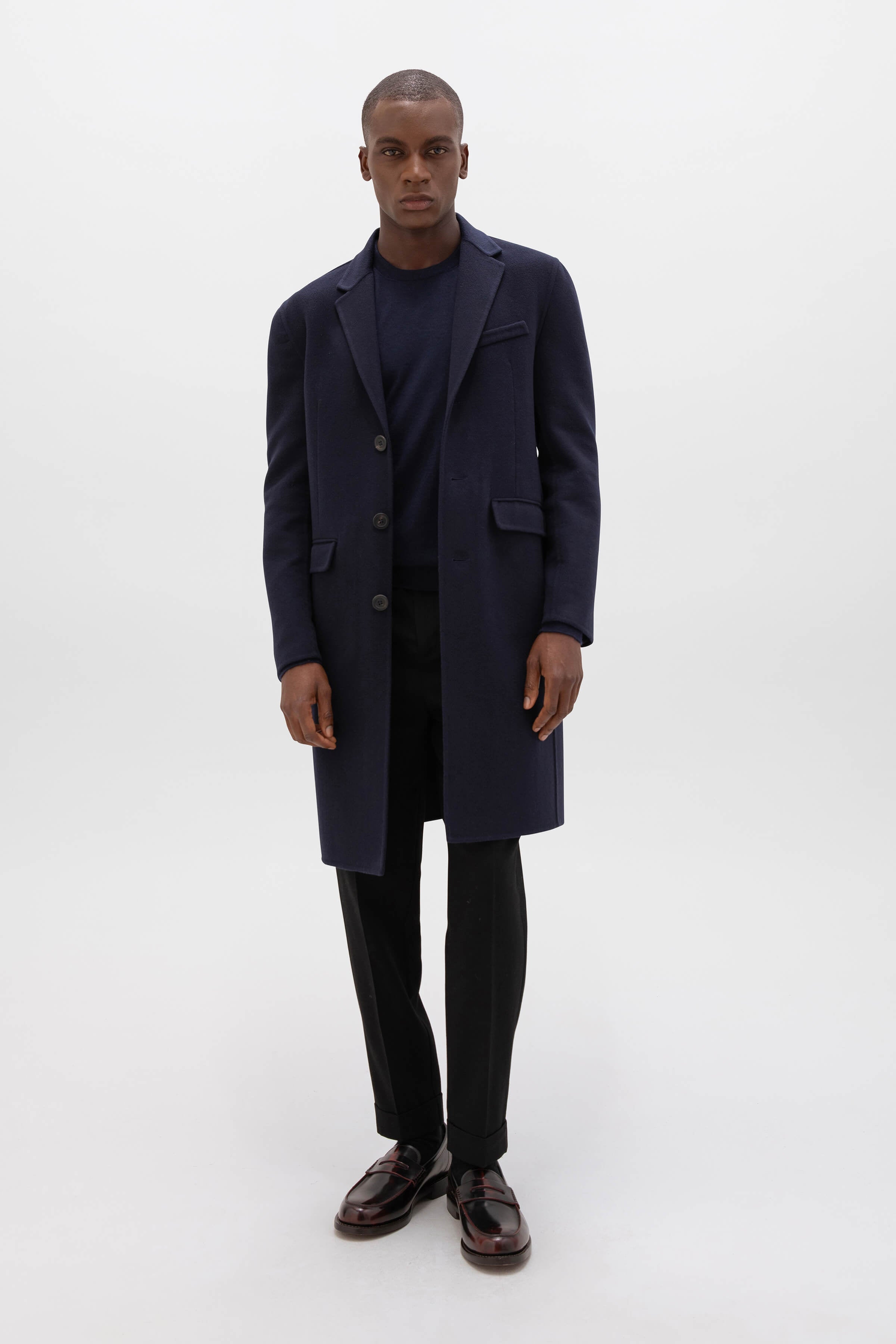 Classic Navy Cashmere Coat