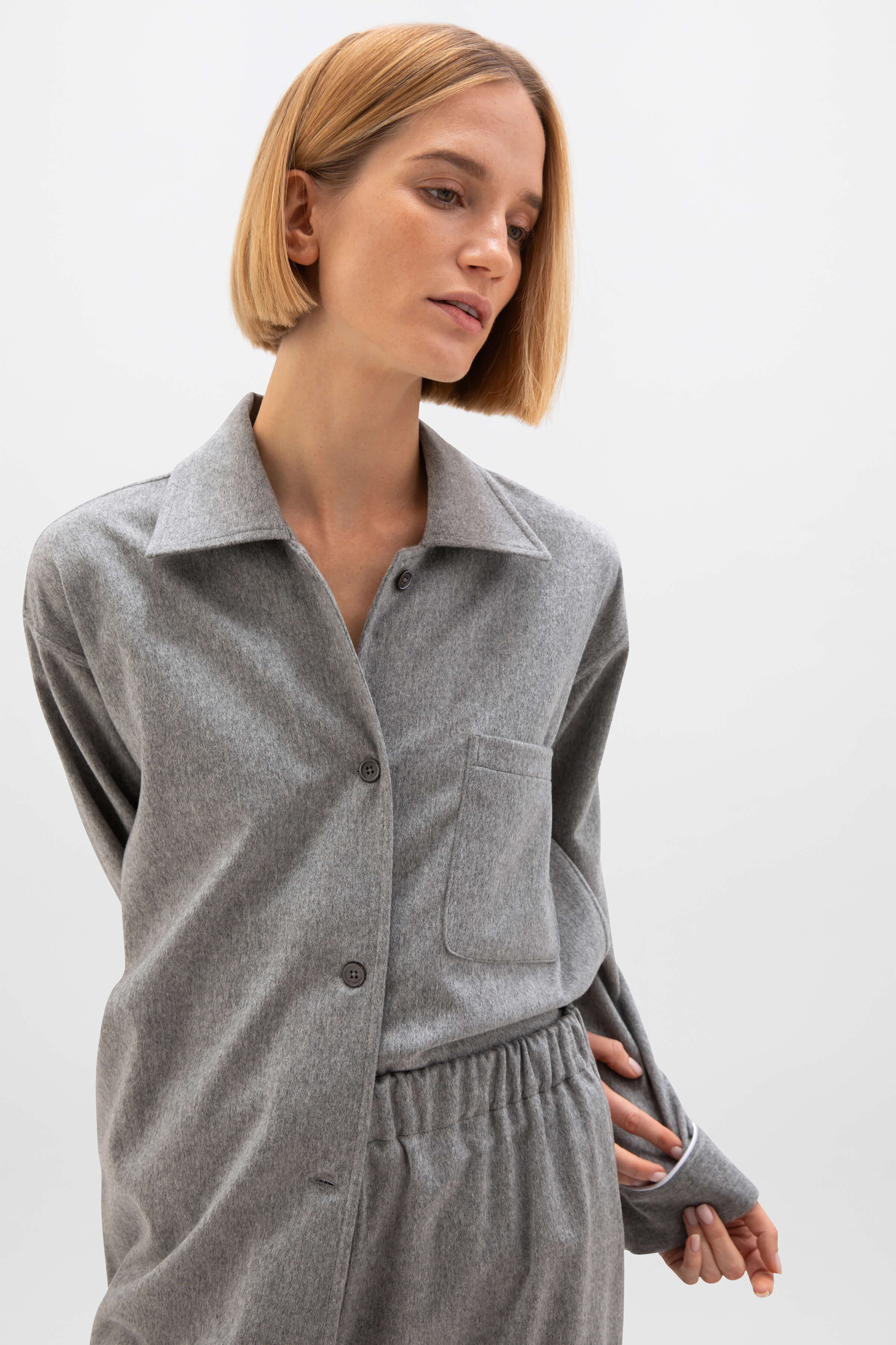 Light Grey Cashmere Pyjama Lounge Set
