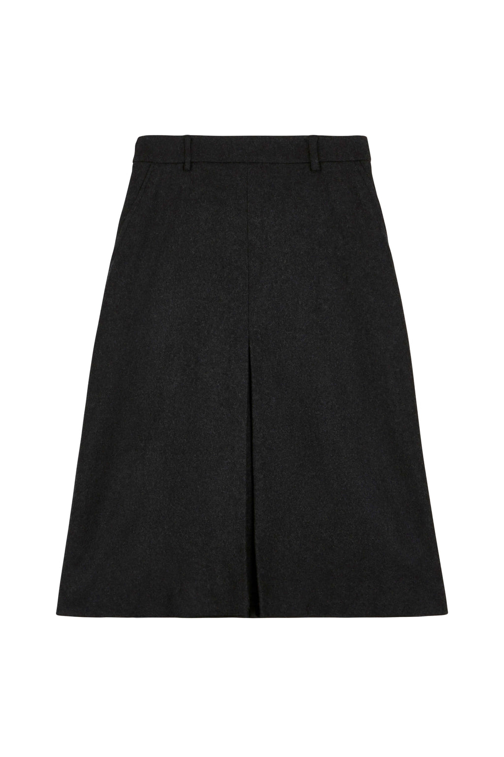 Merino & Cashmere Mid Grey Box Pleat Skirt