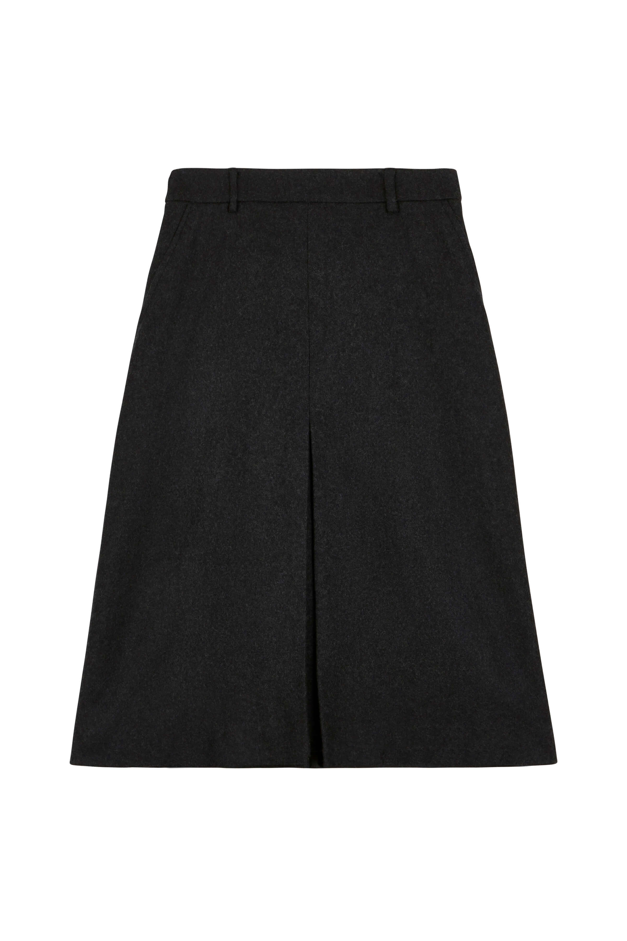 Merino & Cashmere Mid Grey Box Pleat Skirt
