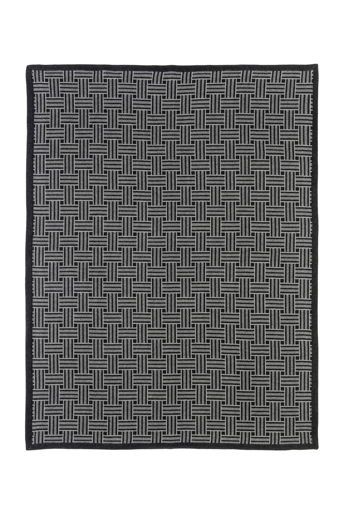 Basketweave Merino Blend Grey Throw