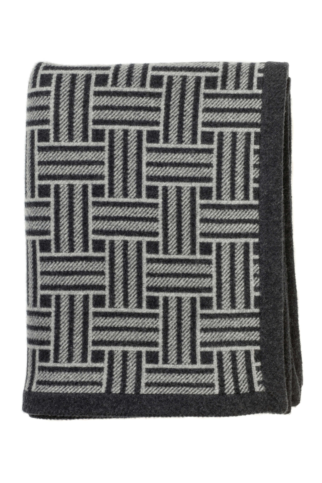 Basketweave Merino Blend Grey Throw