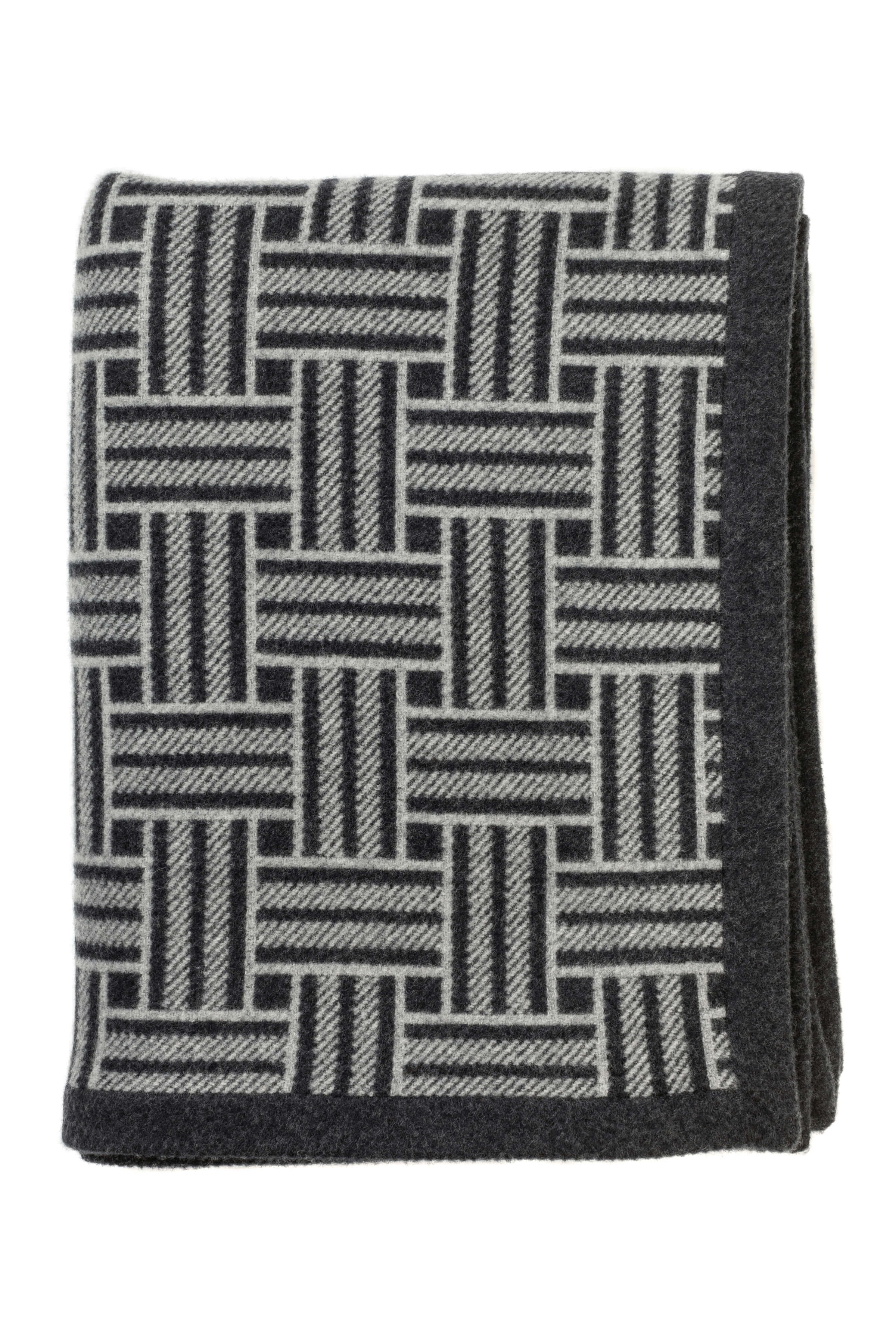 Basketweave Merino Blend Grey Throw