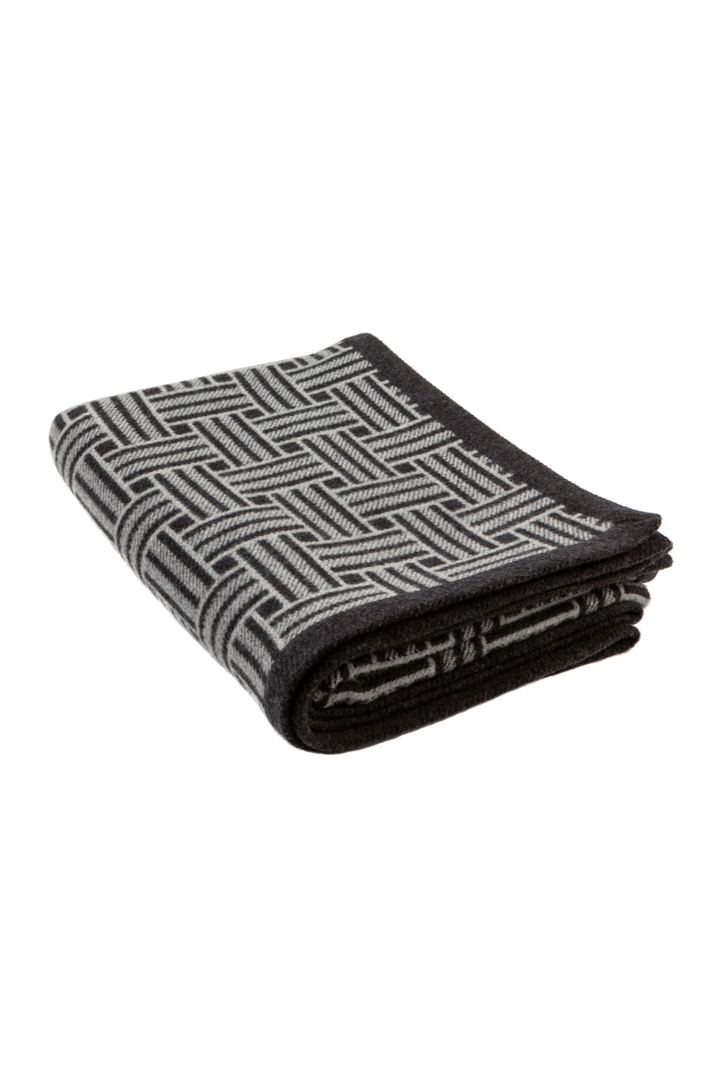 Basketweave Merino Blend Grey Throw