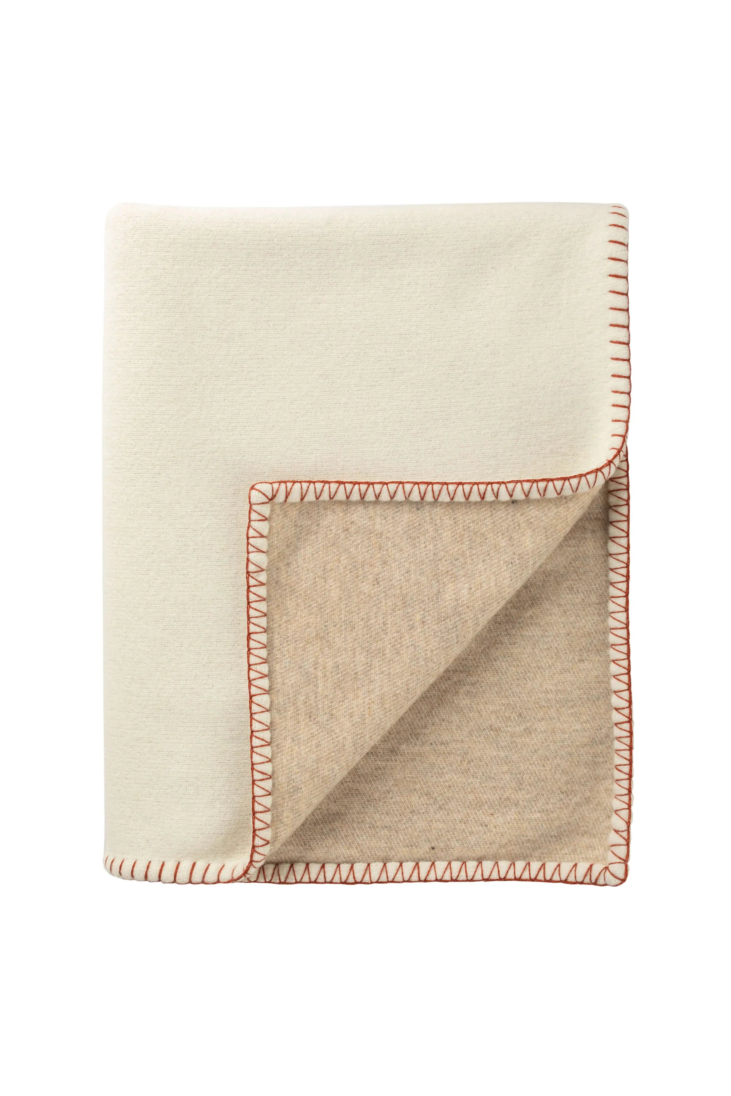 Reversible Blanket Stitched Cream Throw