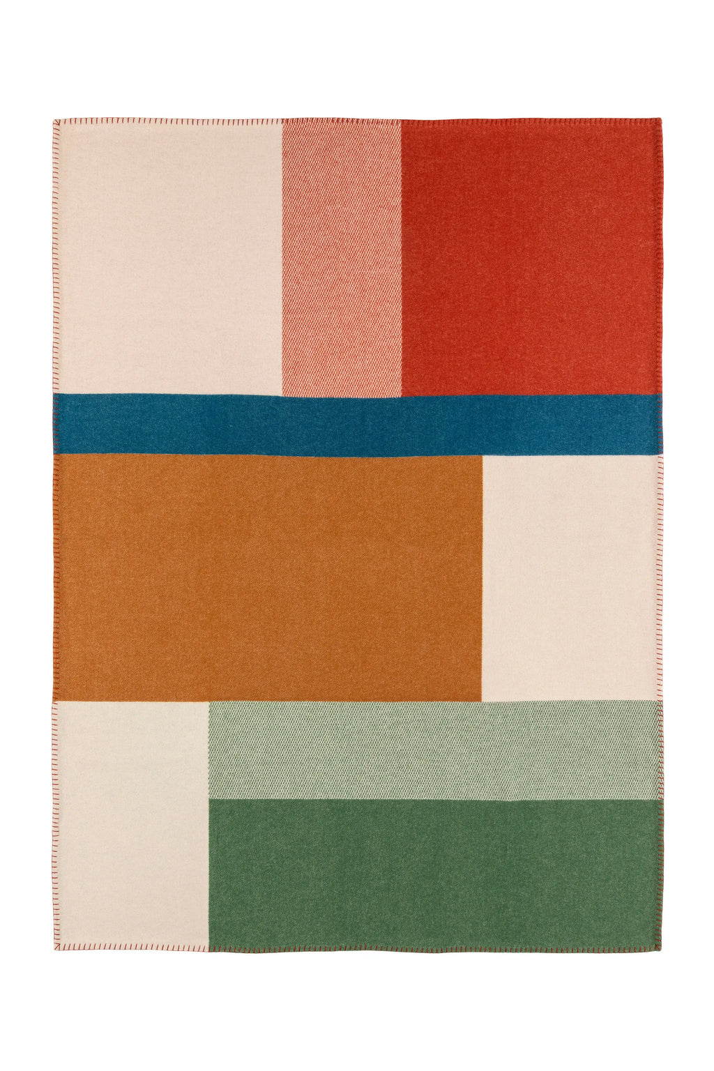Blanket Stitched Block Jacquard Throw