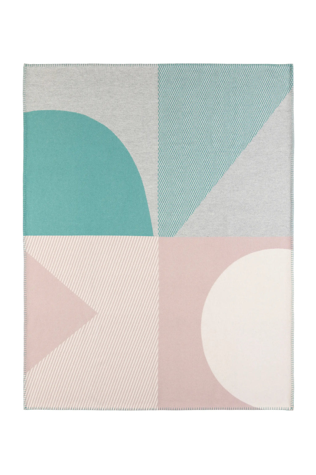 Blanket Stitched Geometric Throw in Playful Pastel