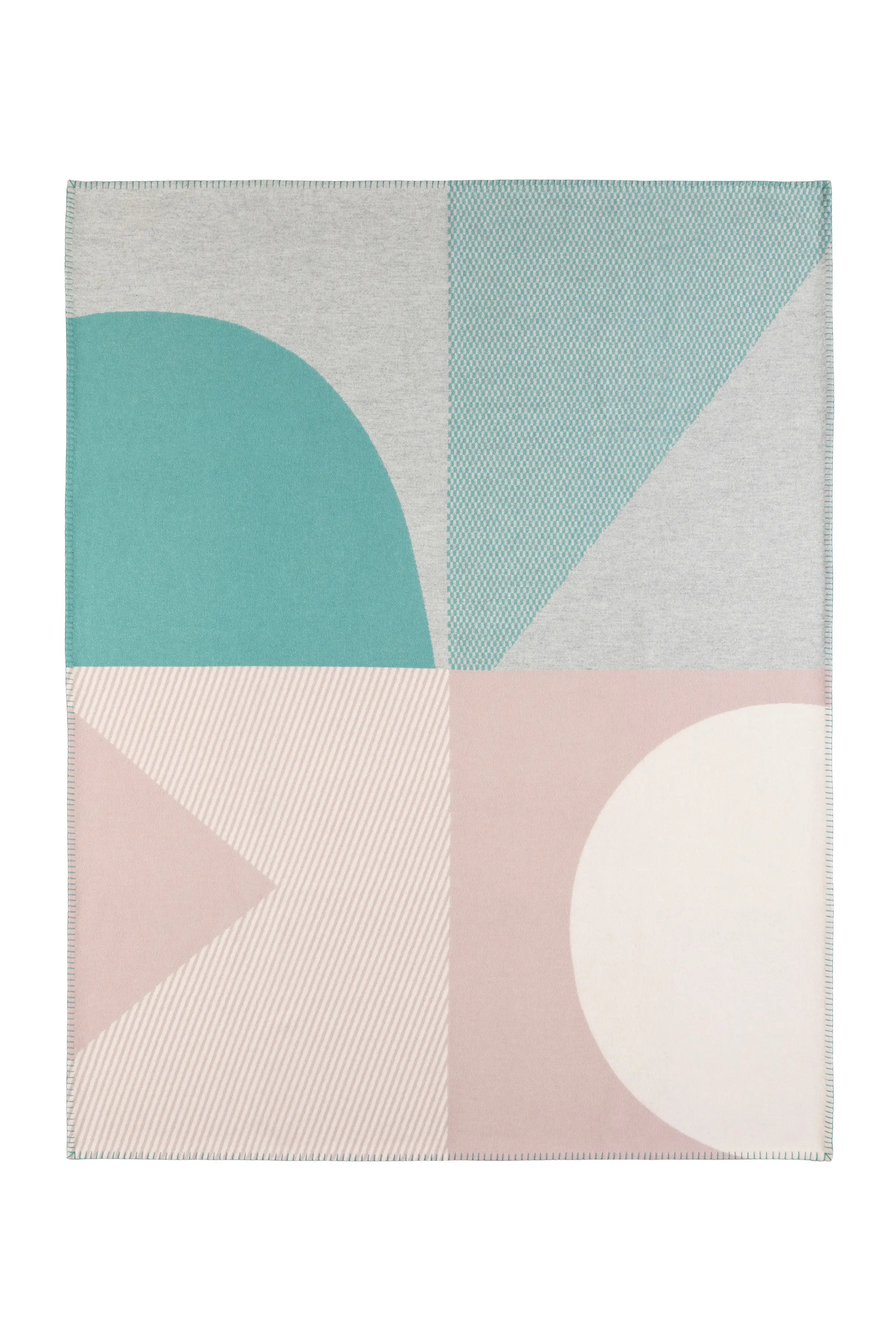 Blanket Stitched Geometric Throw in Playful Pastel