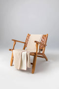 Reversible Blanket Stitched Cream Throw