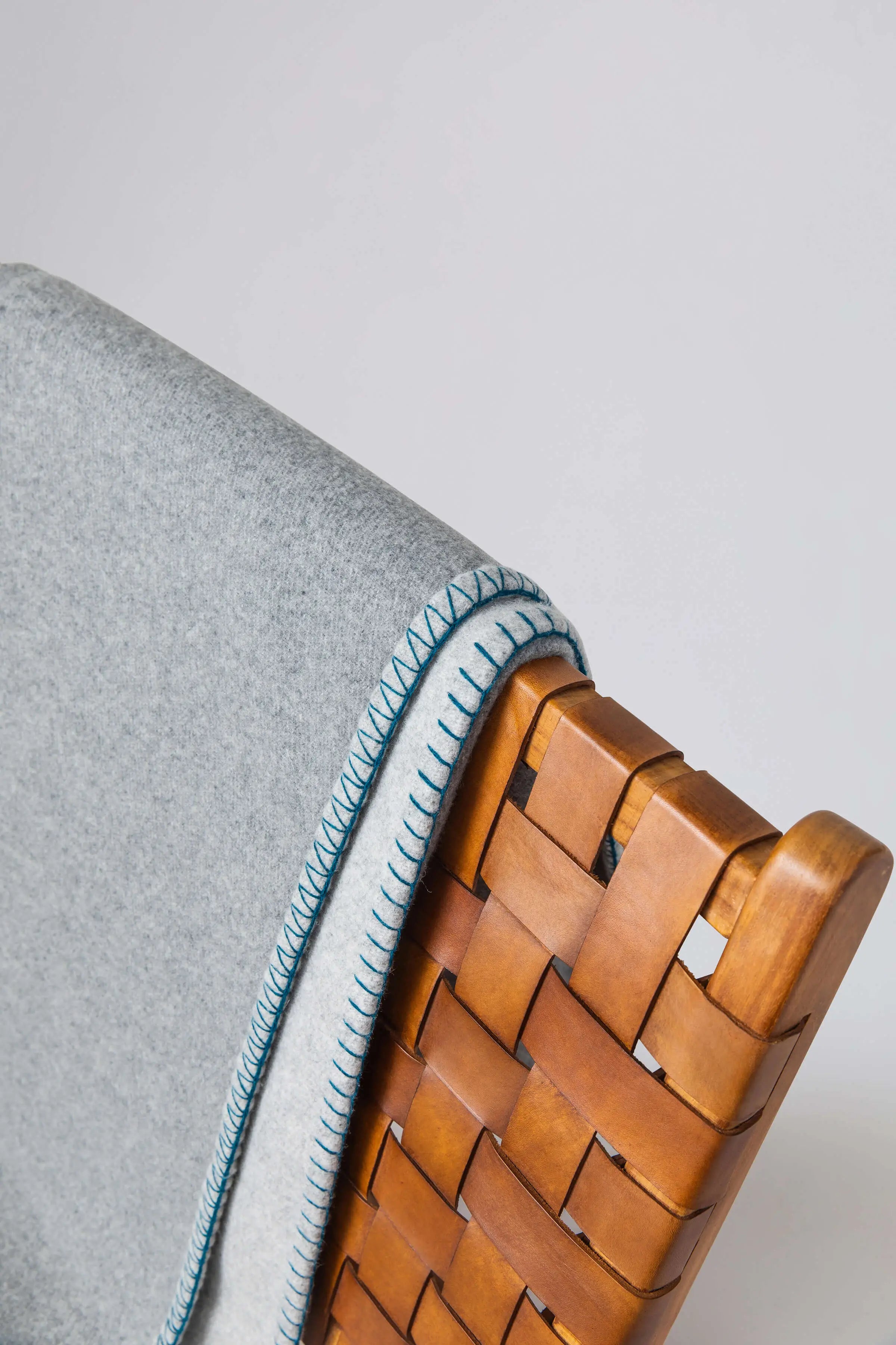 Reversible Blanket Stitched Throw in Silver Grey