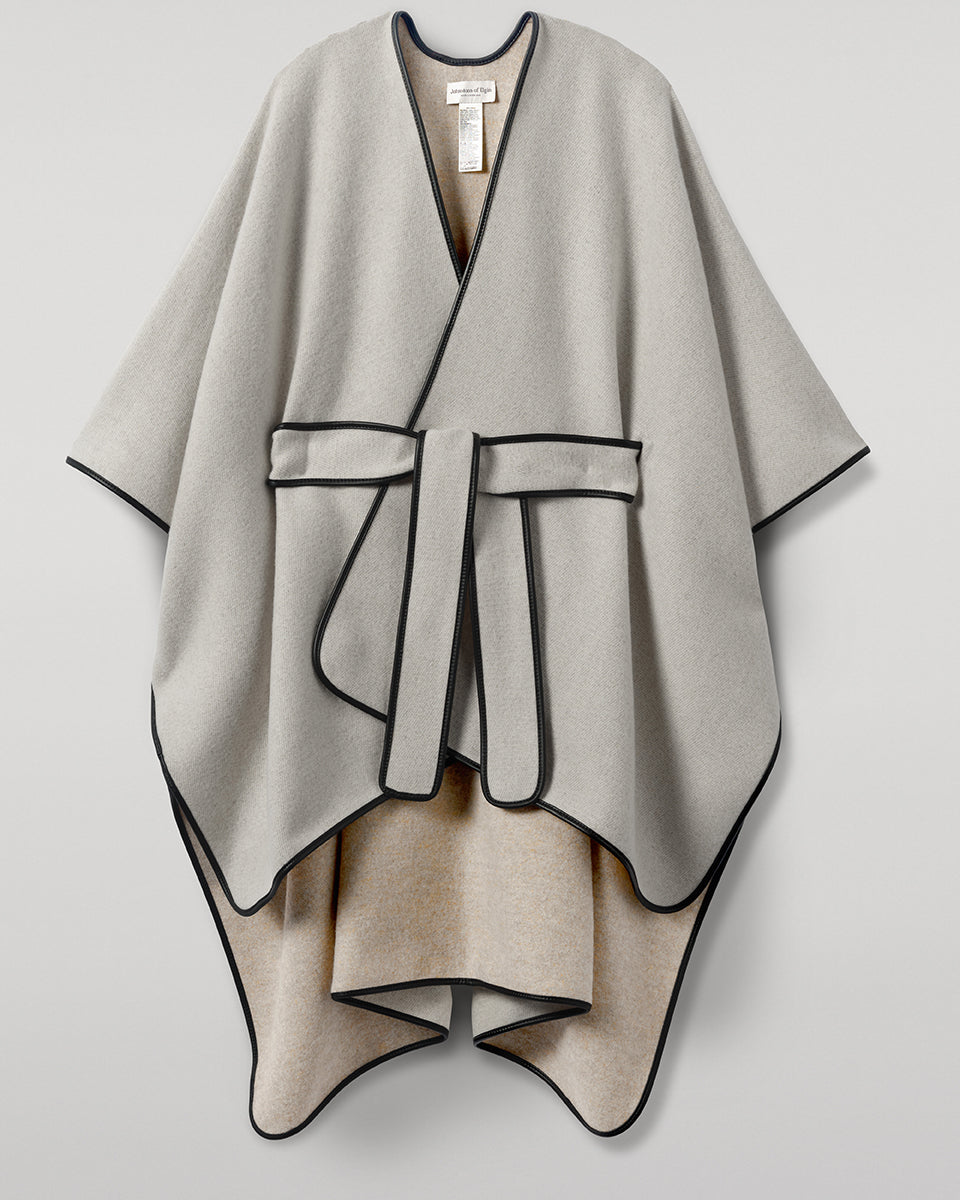 Cream Belted Cape with Leather Binding