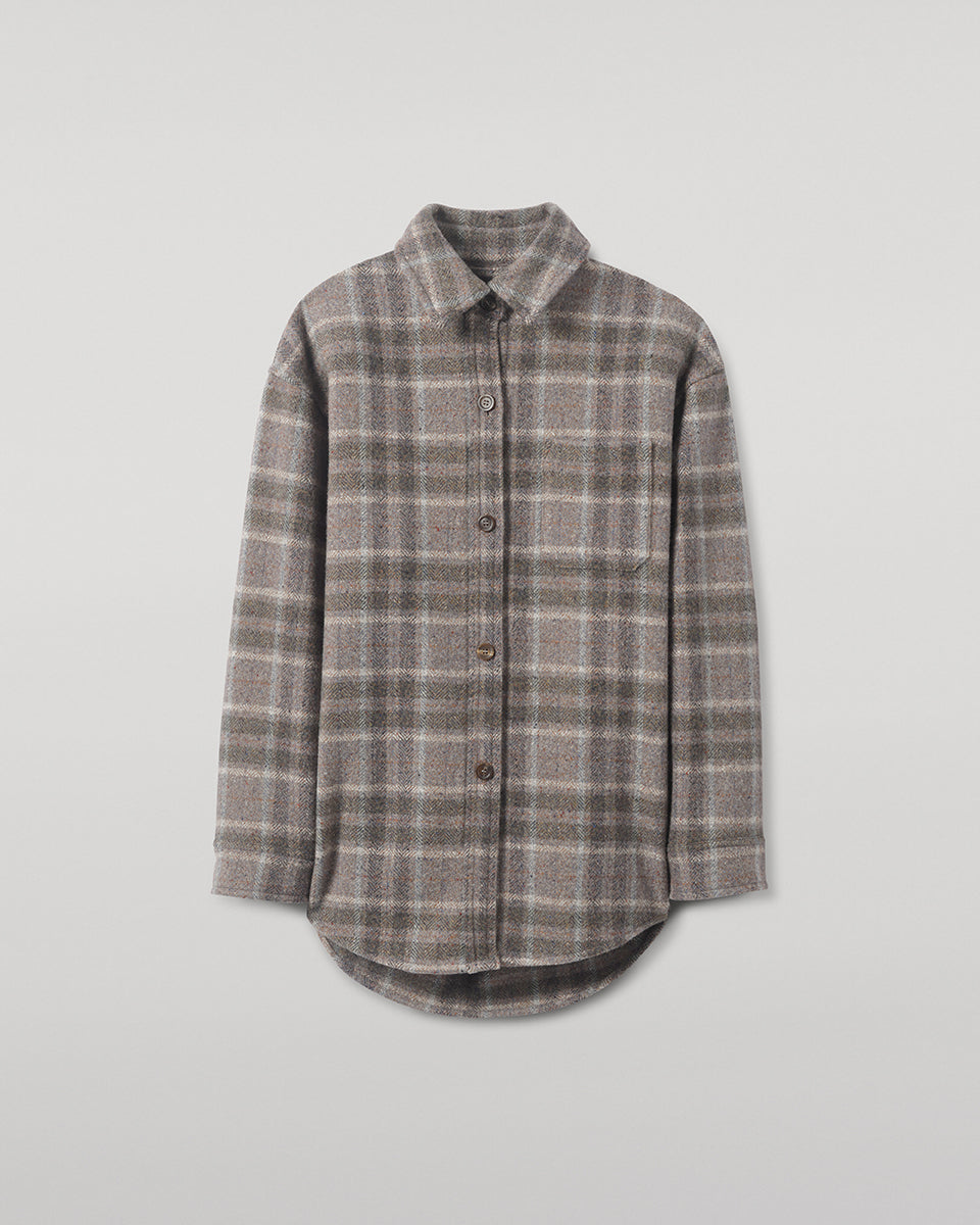 Slate Tweed Check Oversized Shirt