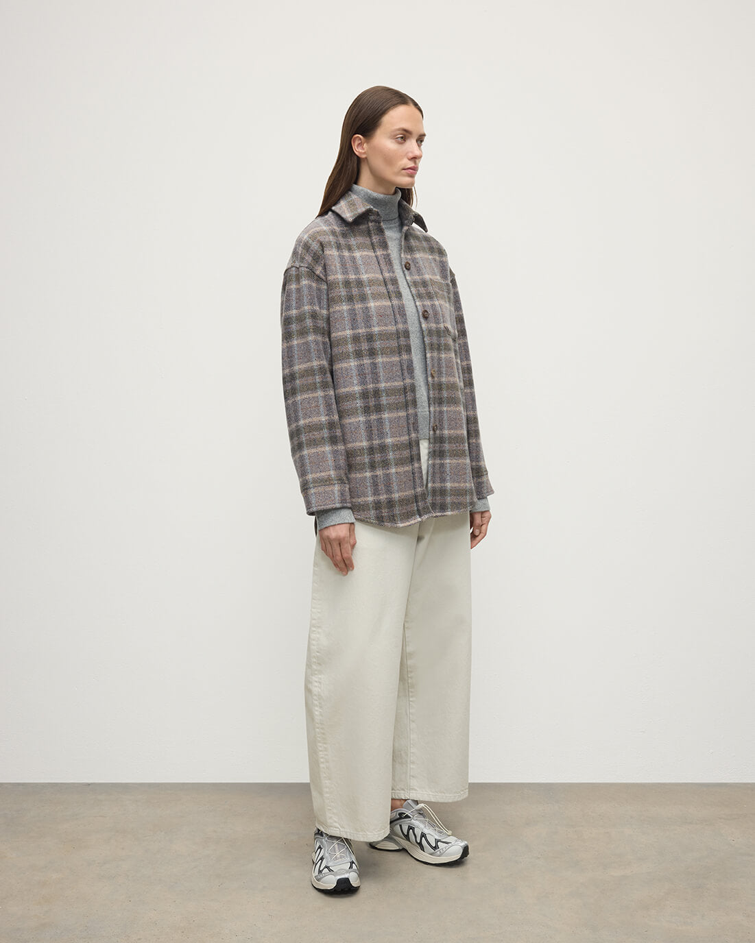 Slate Tweed Check Oversized Shirt