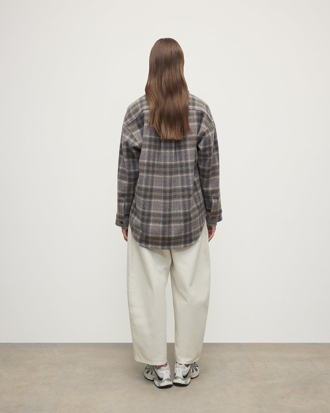 Slate Tweed Check Oversized Shirt