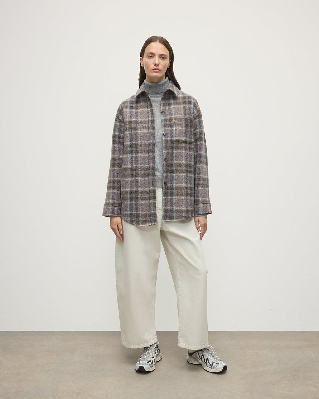 Slate Tweed Check Oversized Shirt
