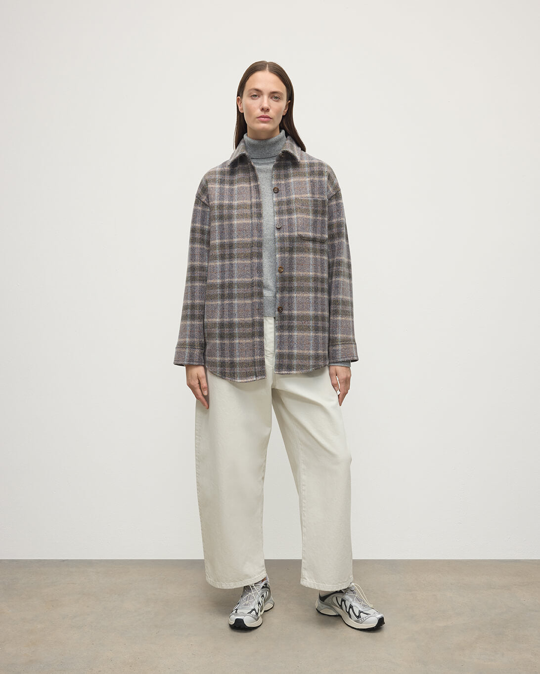 Slate Tweed Check Oversized Shirt