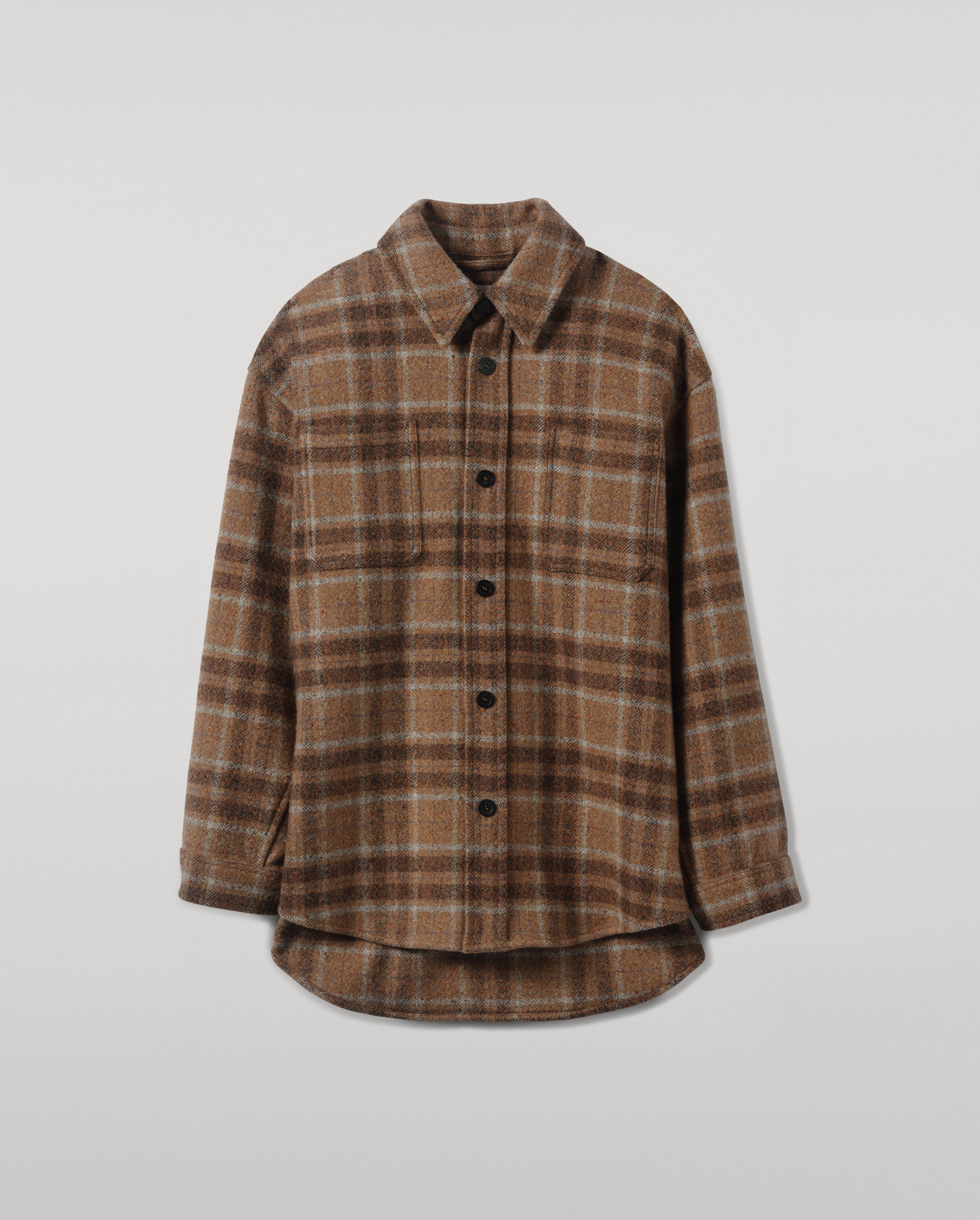 Cashmere Wool Blend Brown Overshirt