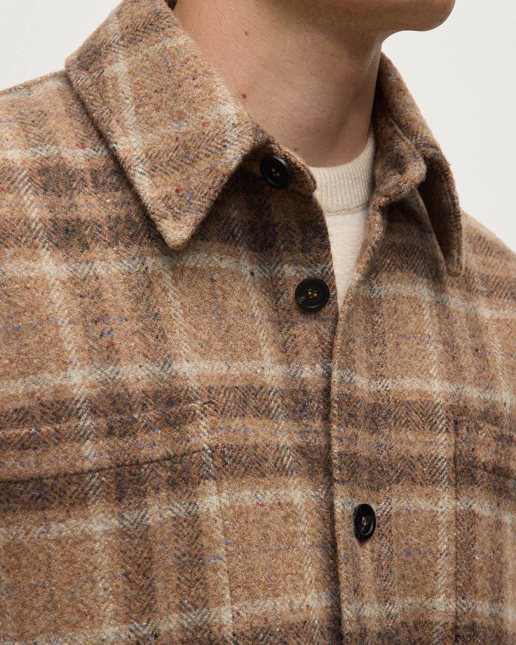 Cashmere Wool Blend Brown Overshirt