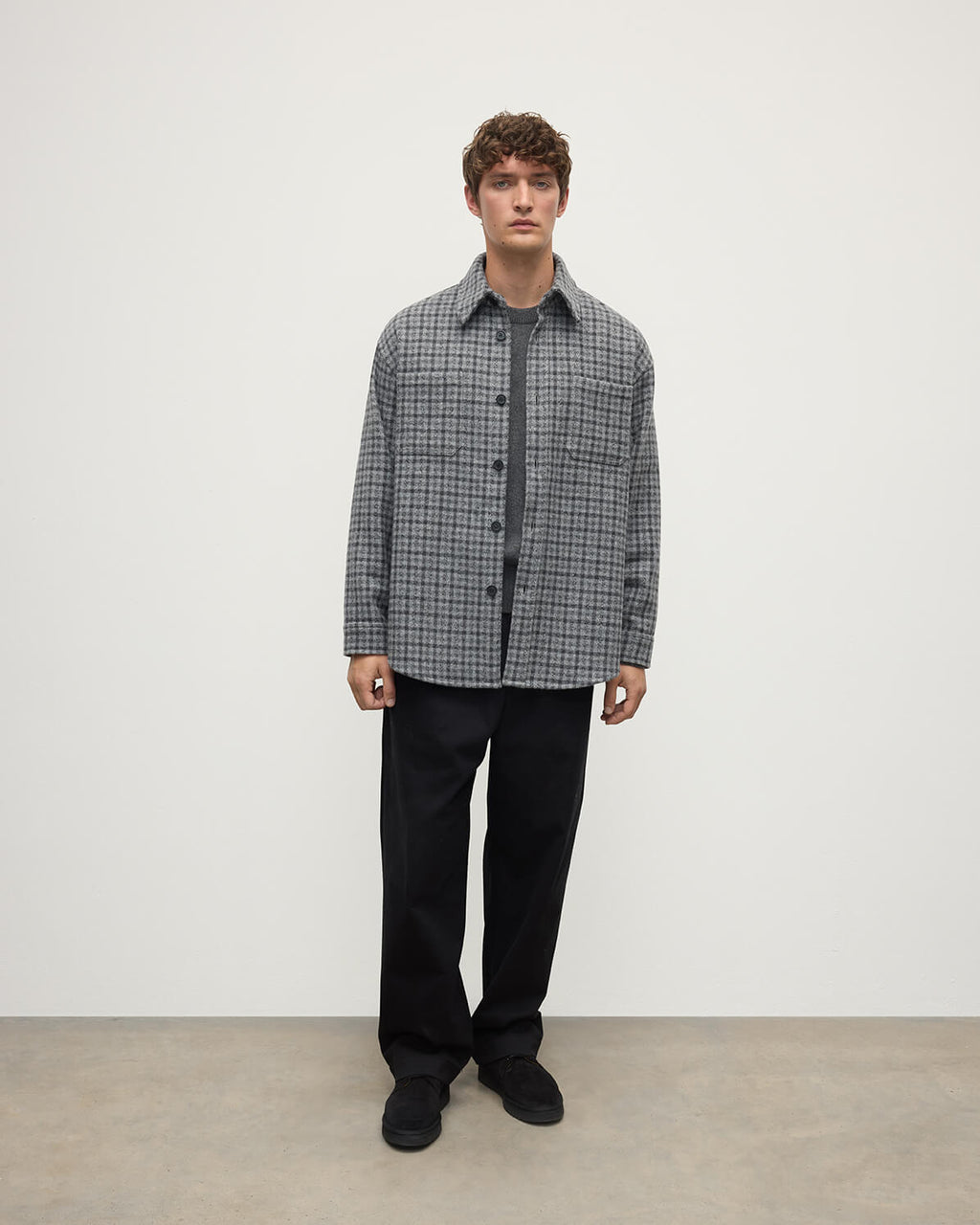 Cashmere Wool Blend Grey Overshirt
