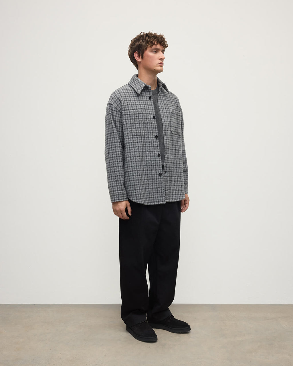 Cashmere Wool Blend Grey Overshirt